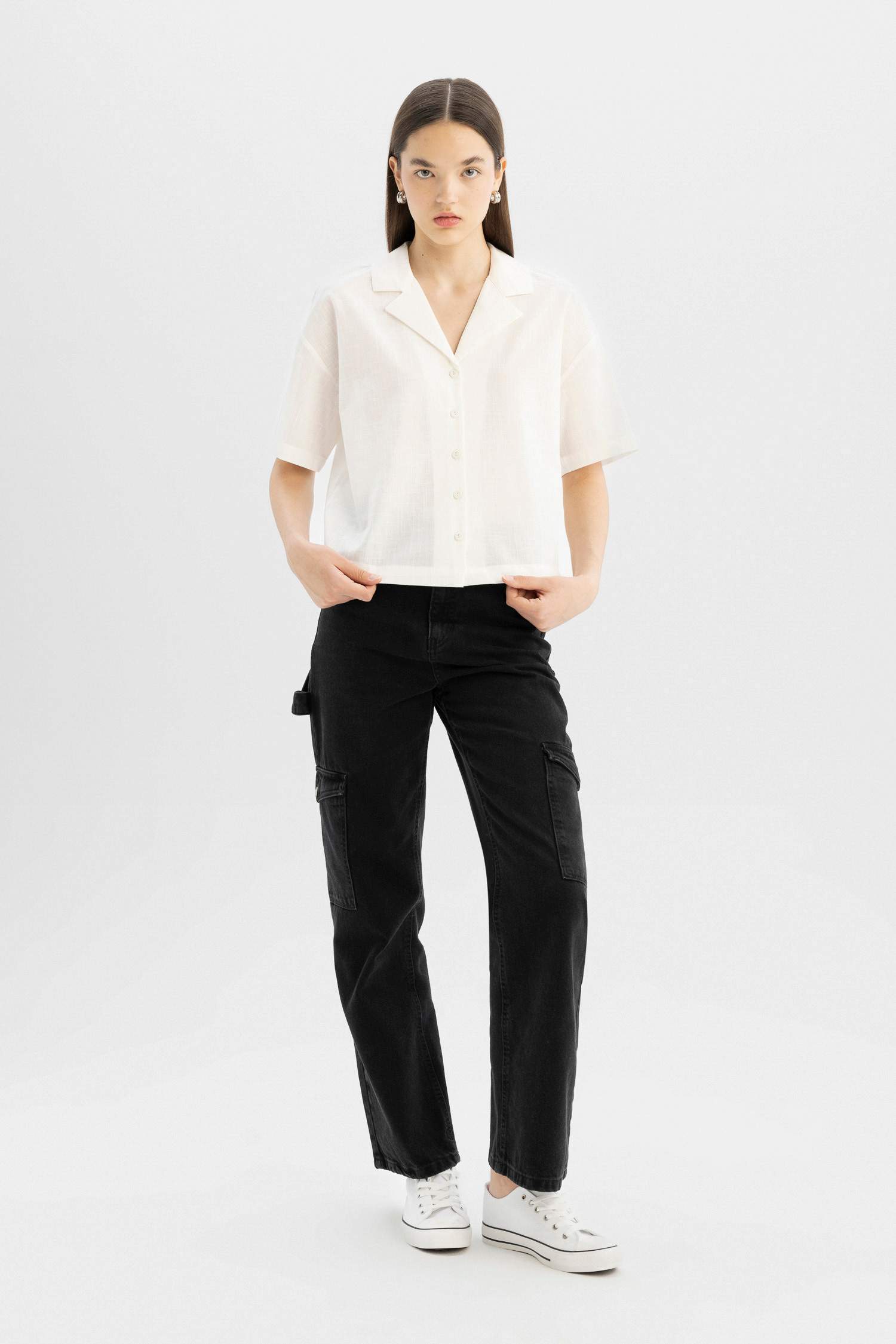 Oversize Fit Pyjamas Collar Short Sleeve Shirt