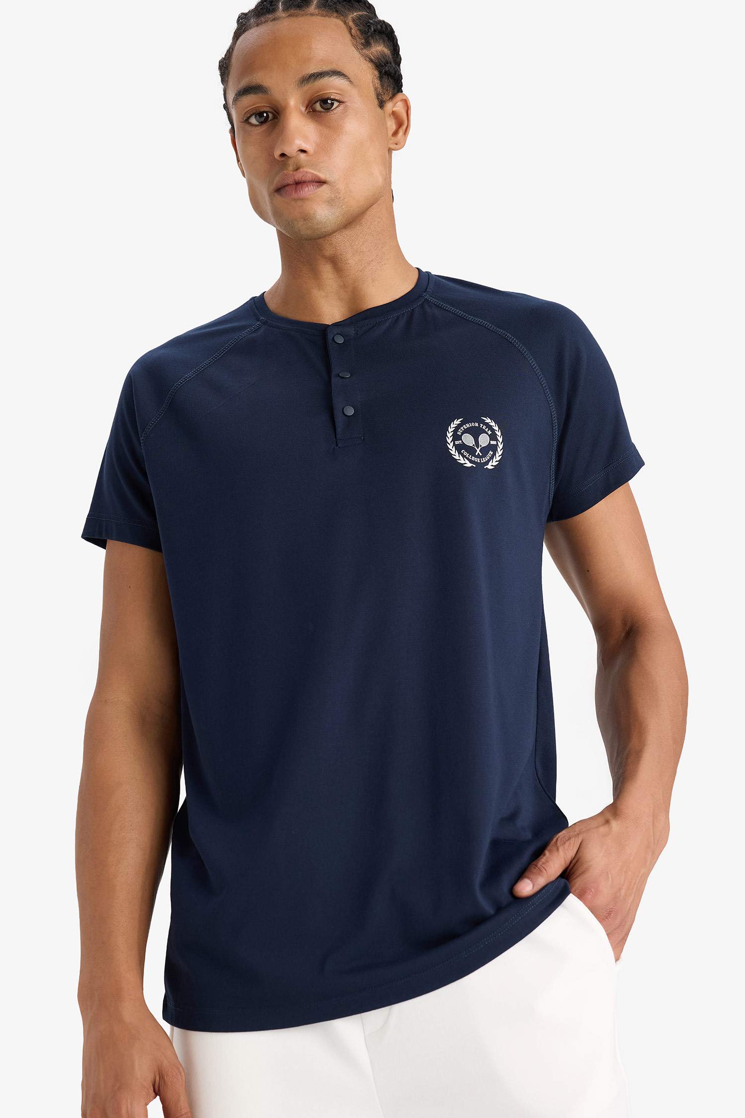 DeFactoFit Standard Fit Crew Neck Printed Sports T-Shirt