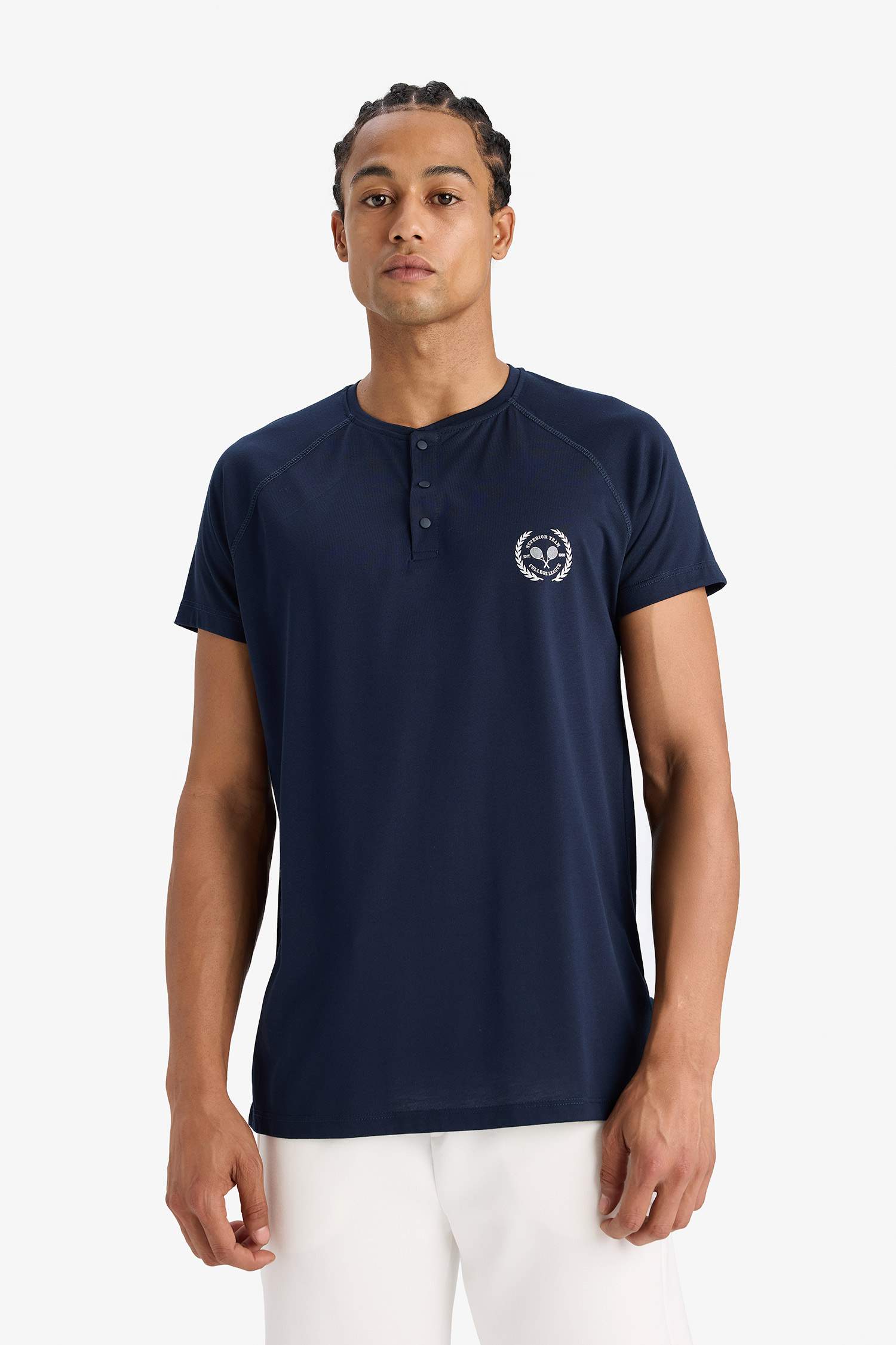 DeFactoFit Standard Fit Crew Neck Printed Sports T-Shirt