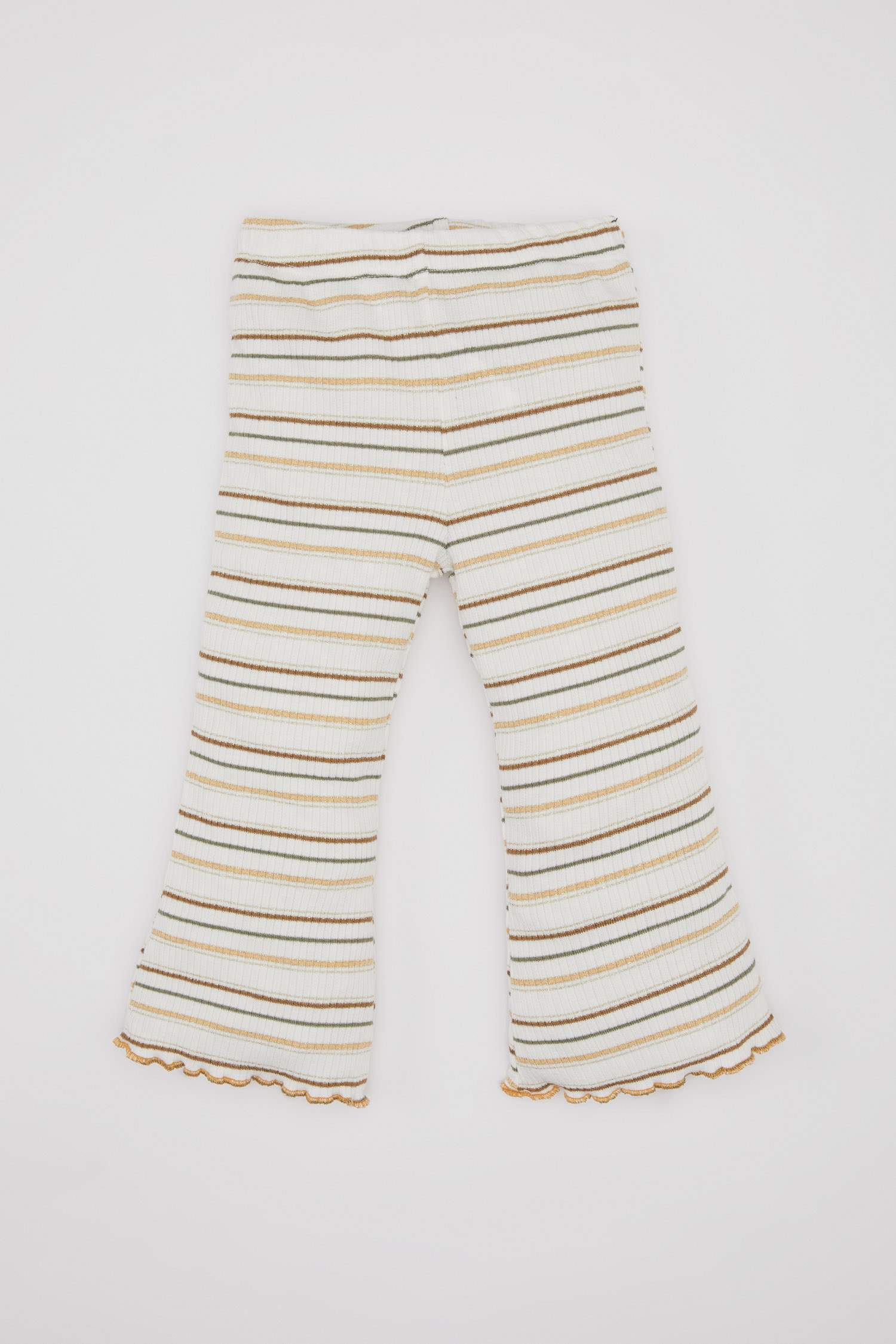 Kız Bebek 2'li Takım Düğmeli Uzun Kollu Gömlek Çizgili Twill Tayt 