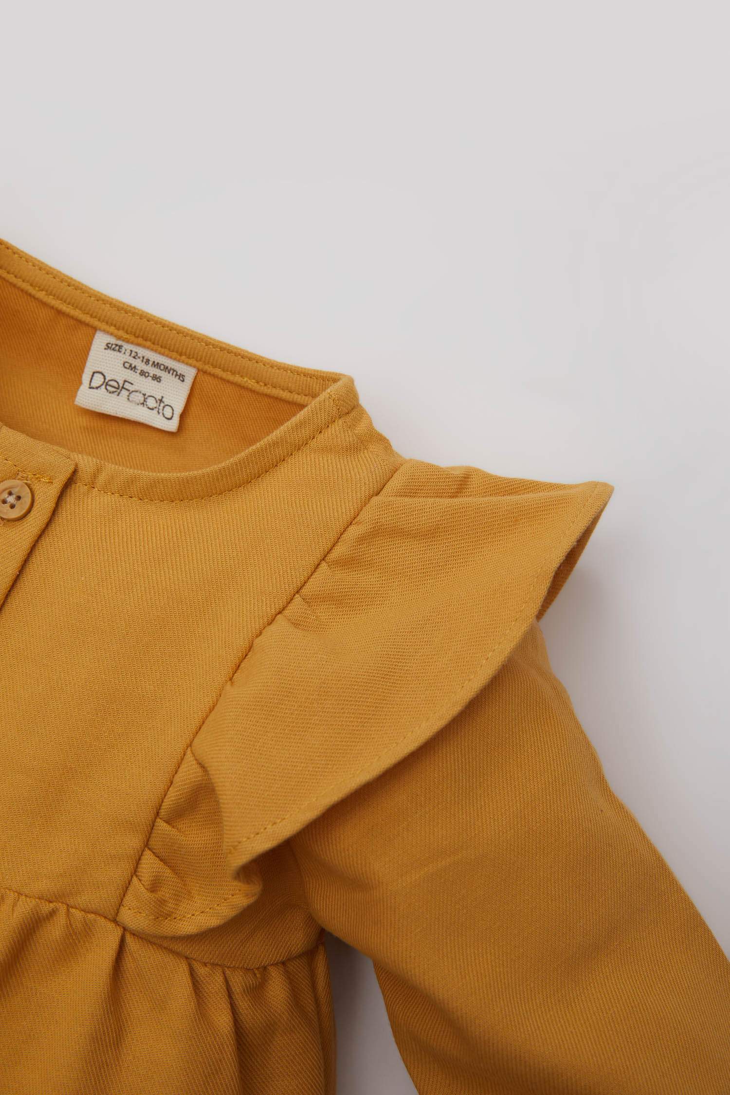 Kız Bebek 2'li Takım Düğmeli Uzun Kollu Gömlek Çizgili Twill Tayt 