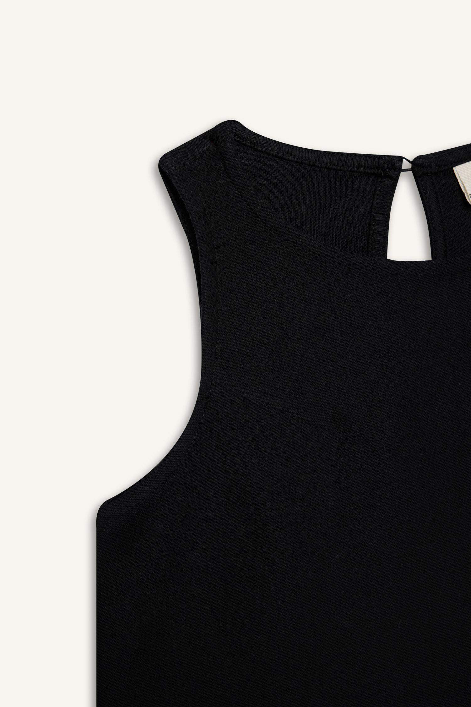 Kız Çocuk 2'li Takım Basic Düz Kolsuz Tişört Pantolon