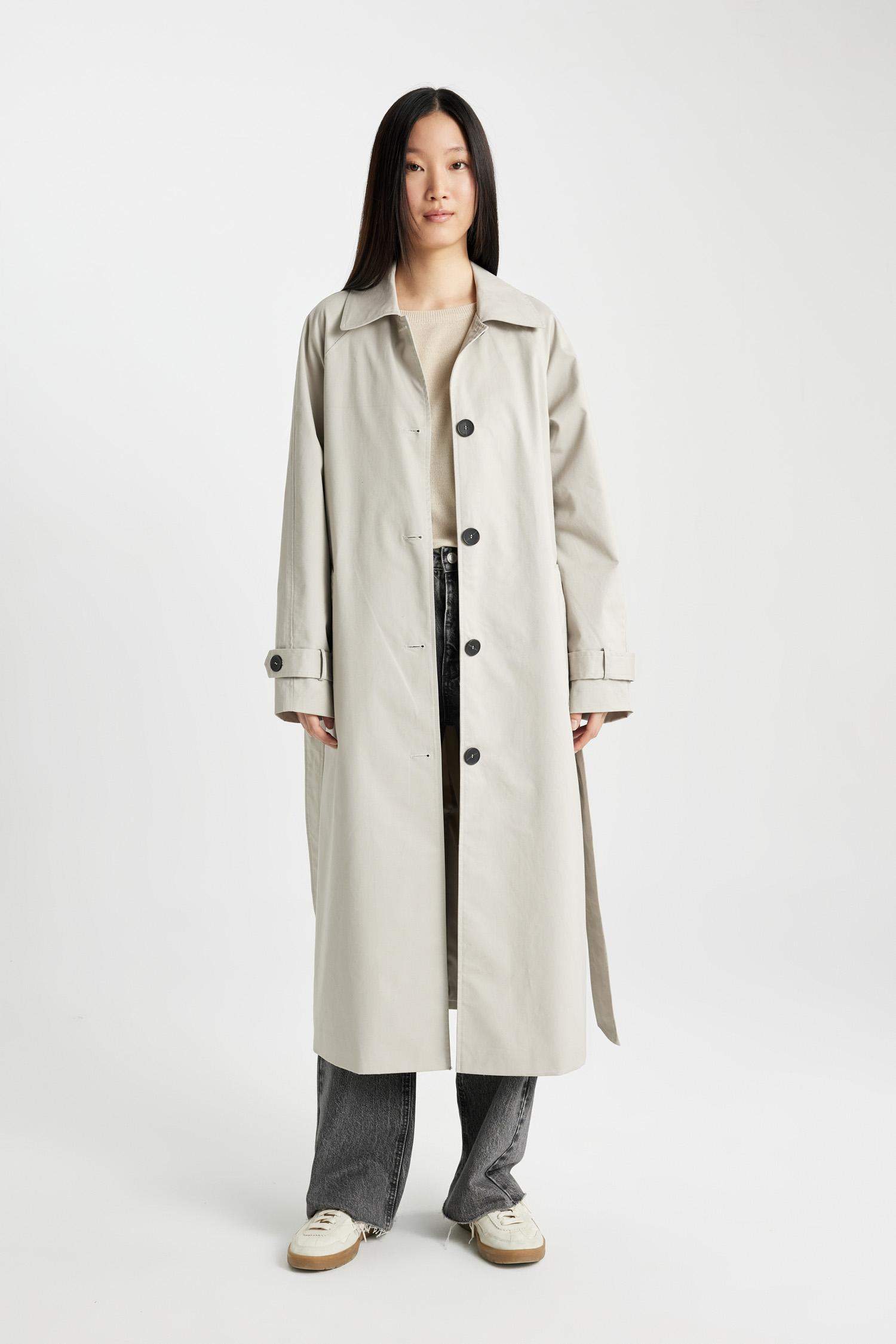 معطف ترانش كوت قصة عادية بياخة بولو بجيب