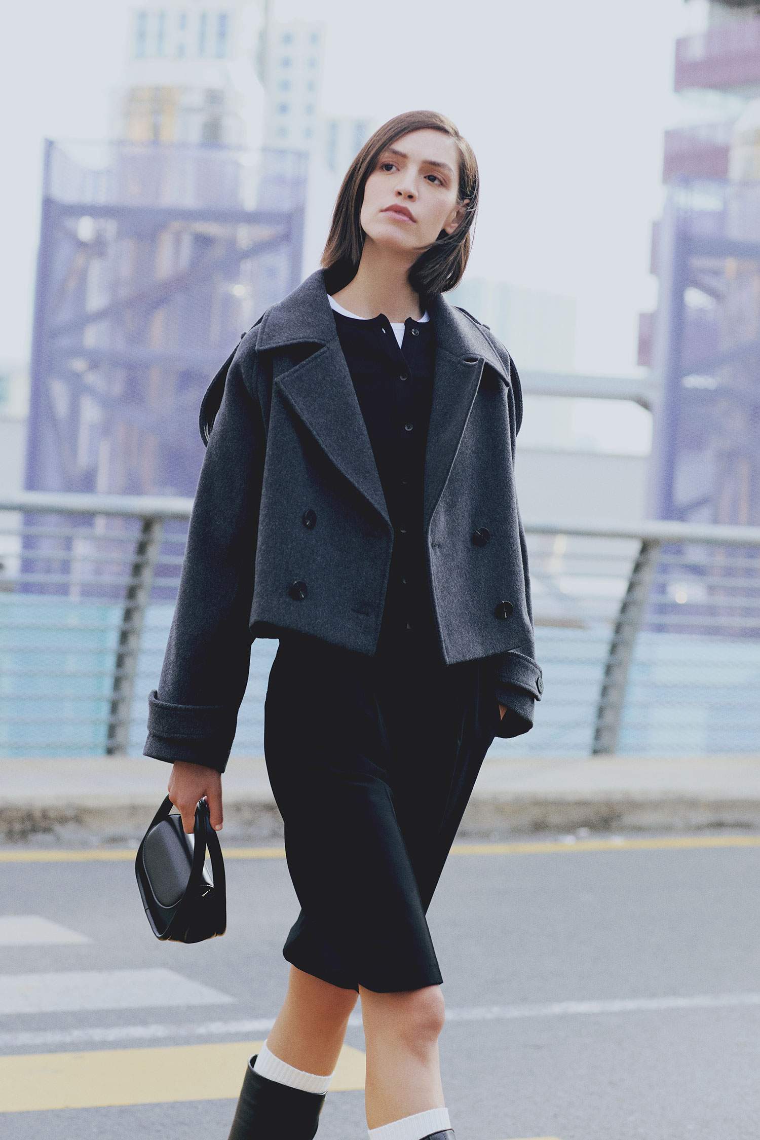 Waterproof Regular Fit Button Belted Unlined Short Cashmere Coat