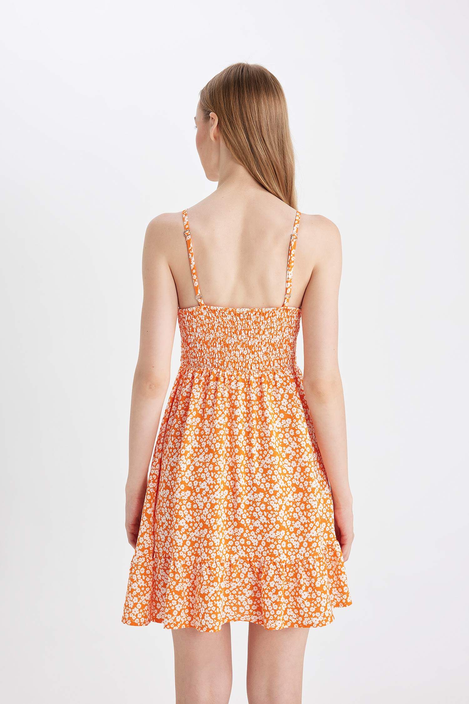 Halter Neck Floral Suspender Dress