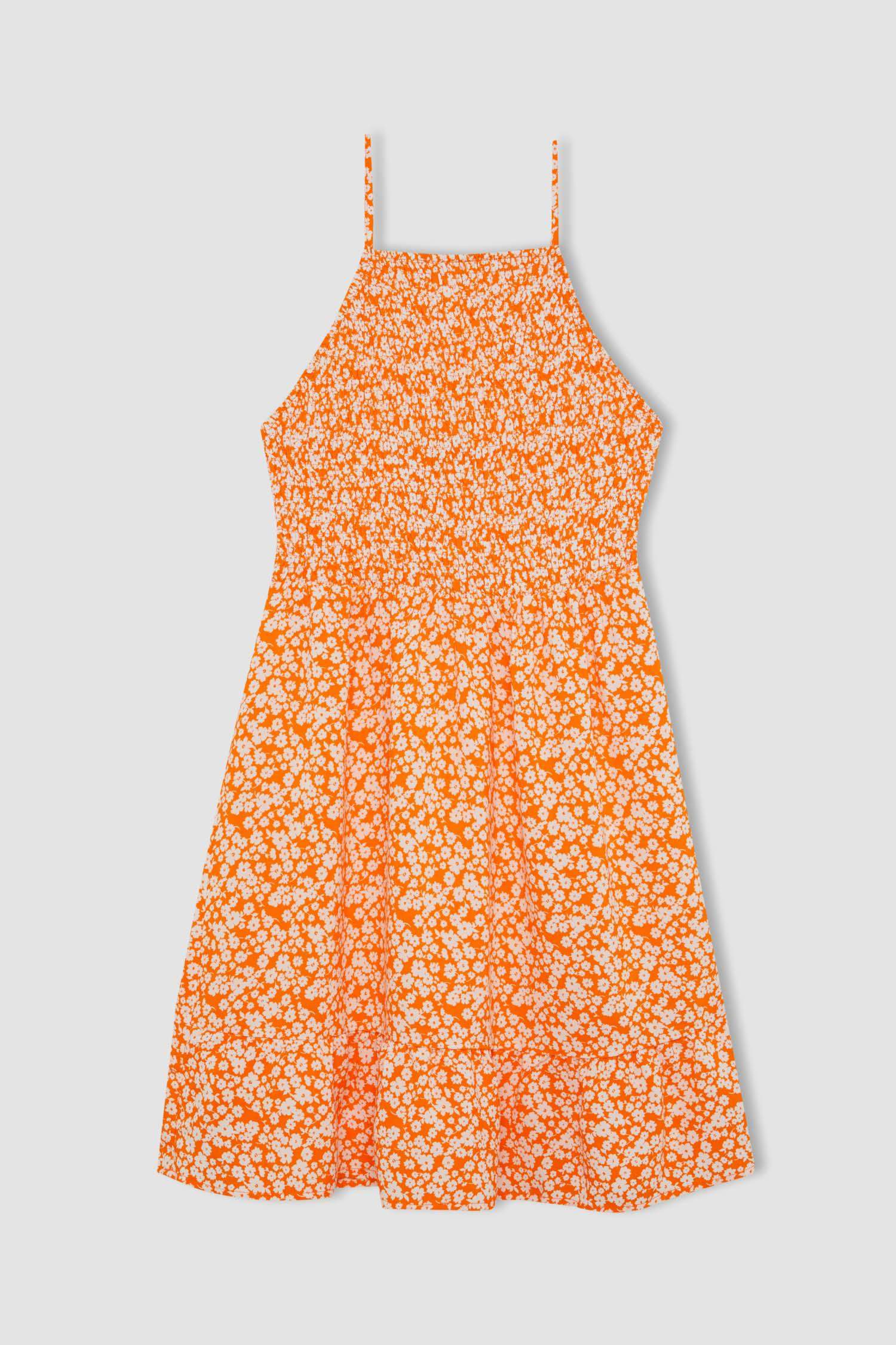 Halter Neck Floral Suspender Dress