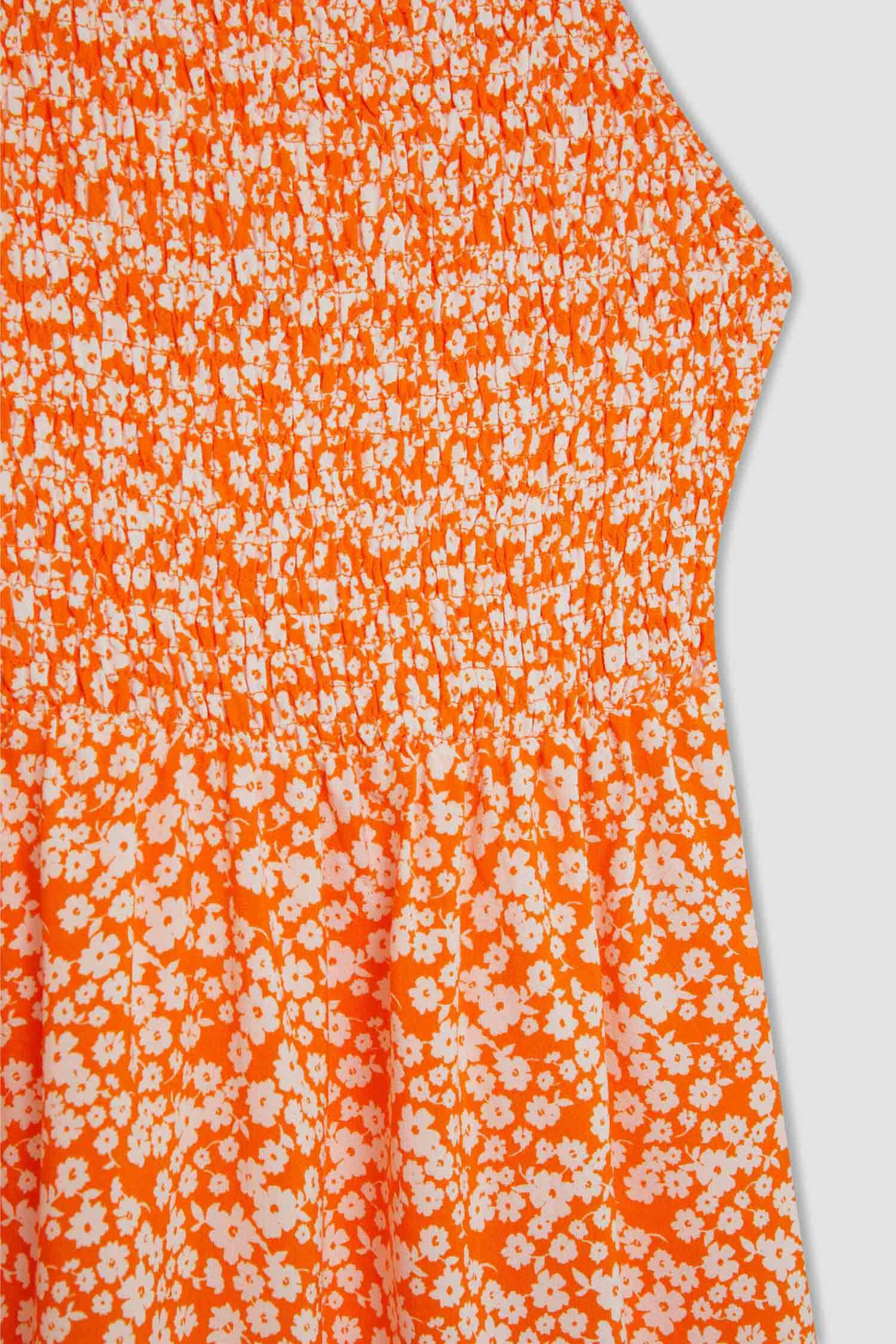 Halter Neck Floral Suspender Dress