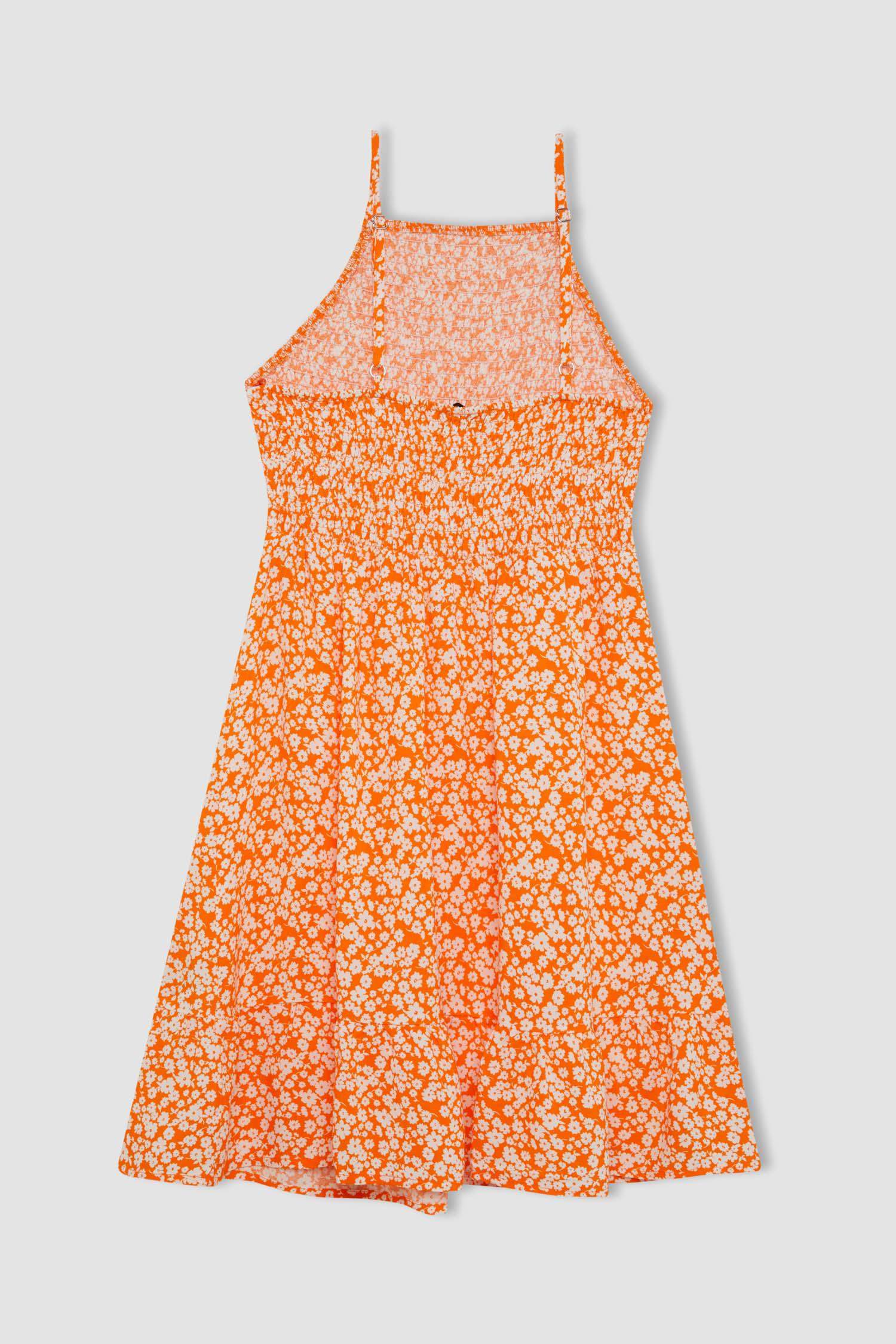 Halter Neck Floral Suspender Dress