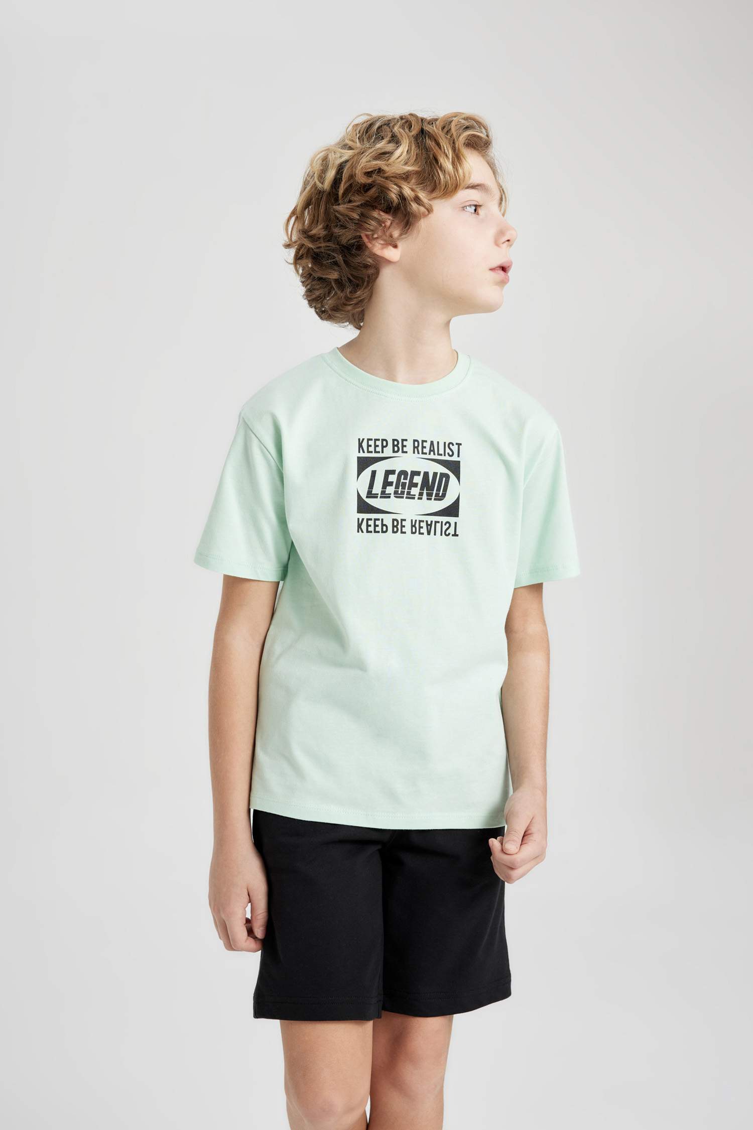 Erkek Çocuk Bisiklet Yaka Baskılı Kısa Kollu Tişört