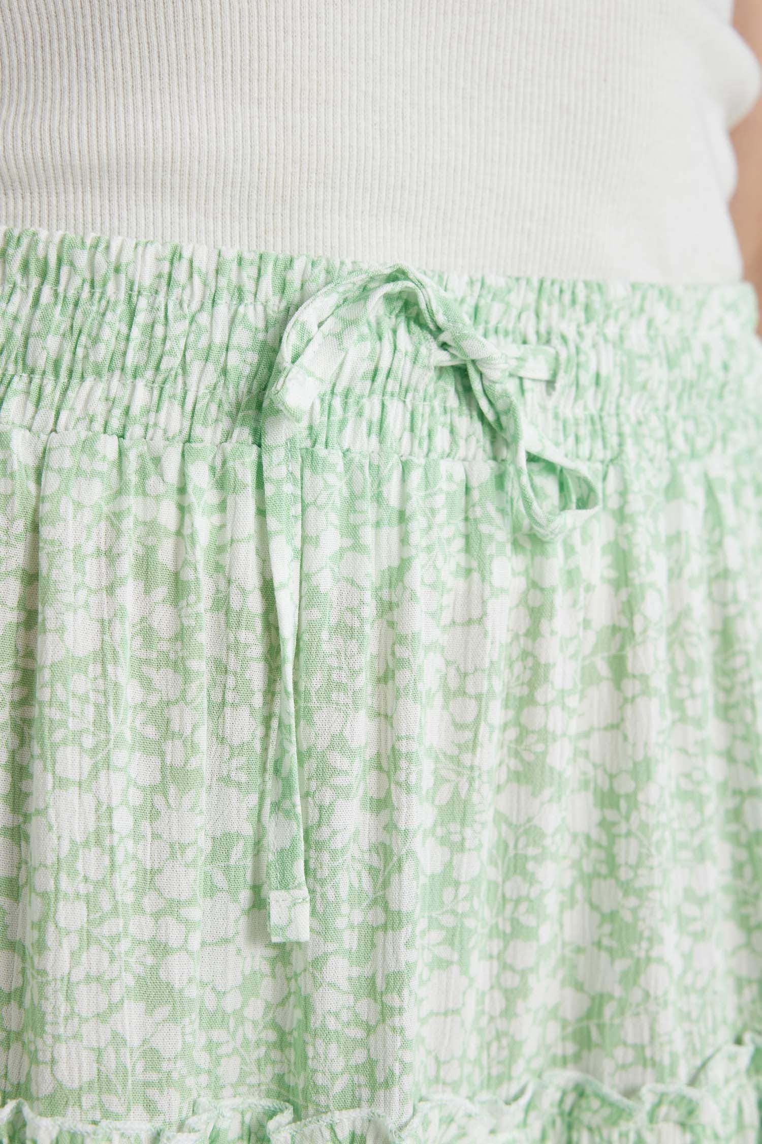 Floral Crinkle Viscose Mini Skirt