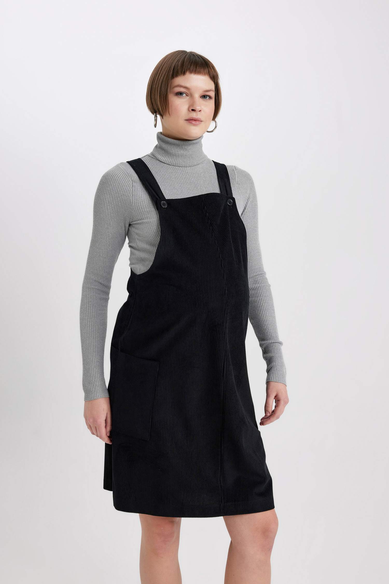 Regular Fit Midi Hamile Salopet Elbise