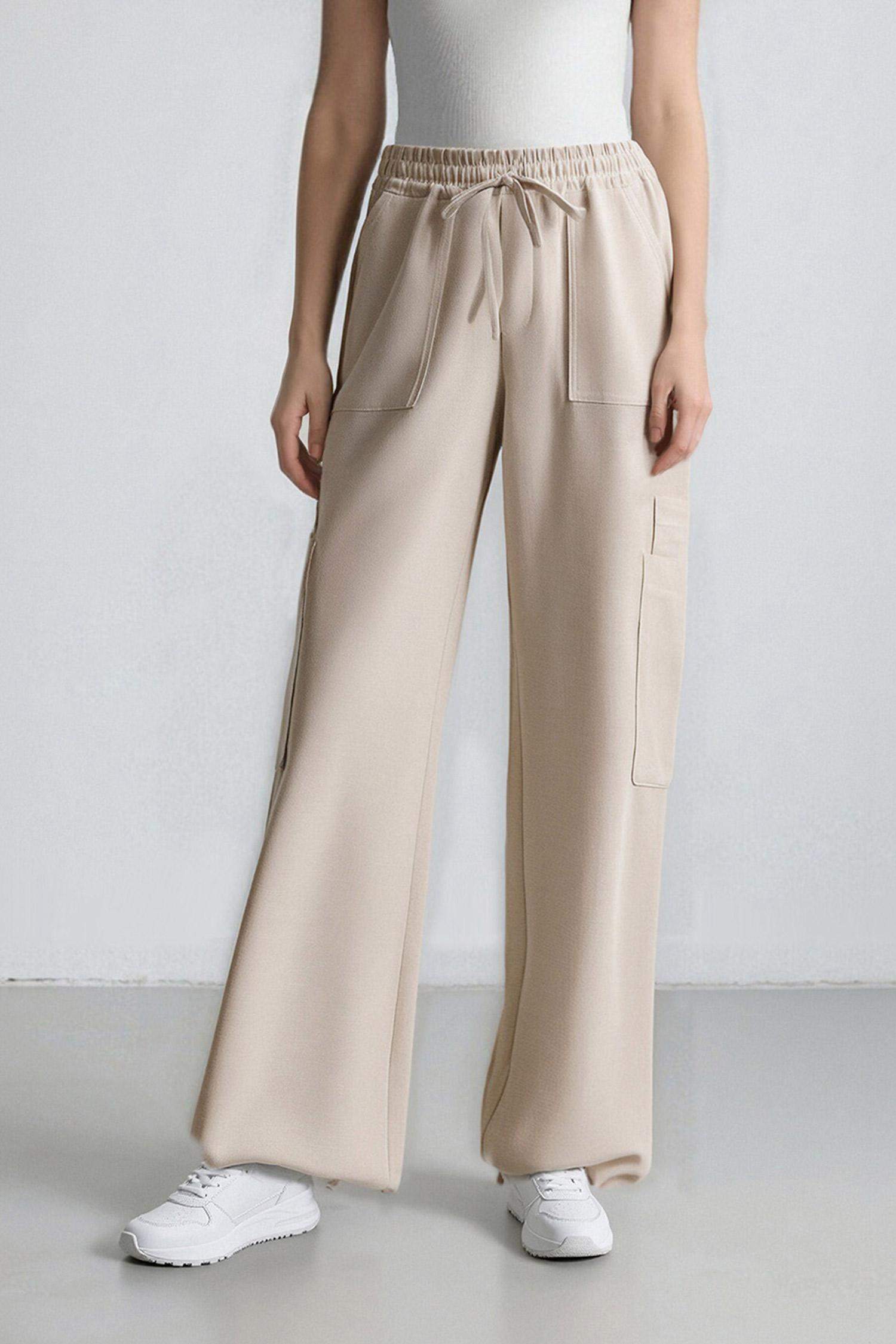 Wide Leg High Waist Linen Blend Cargo Pants