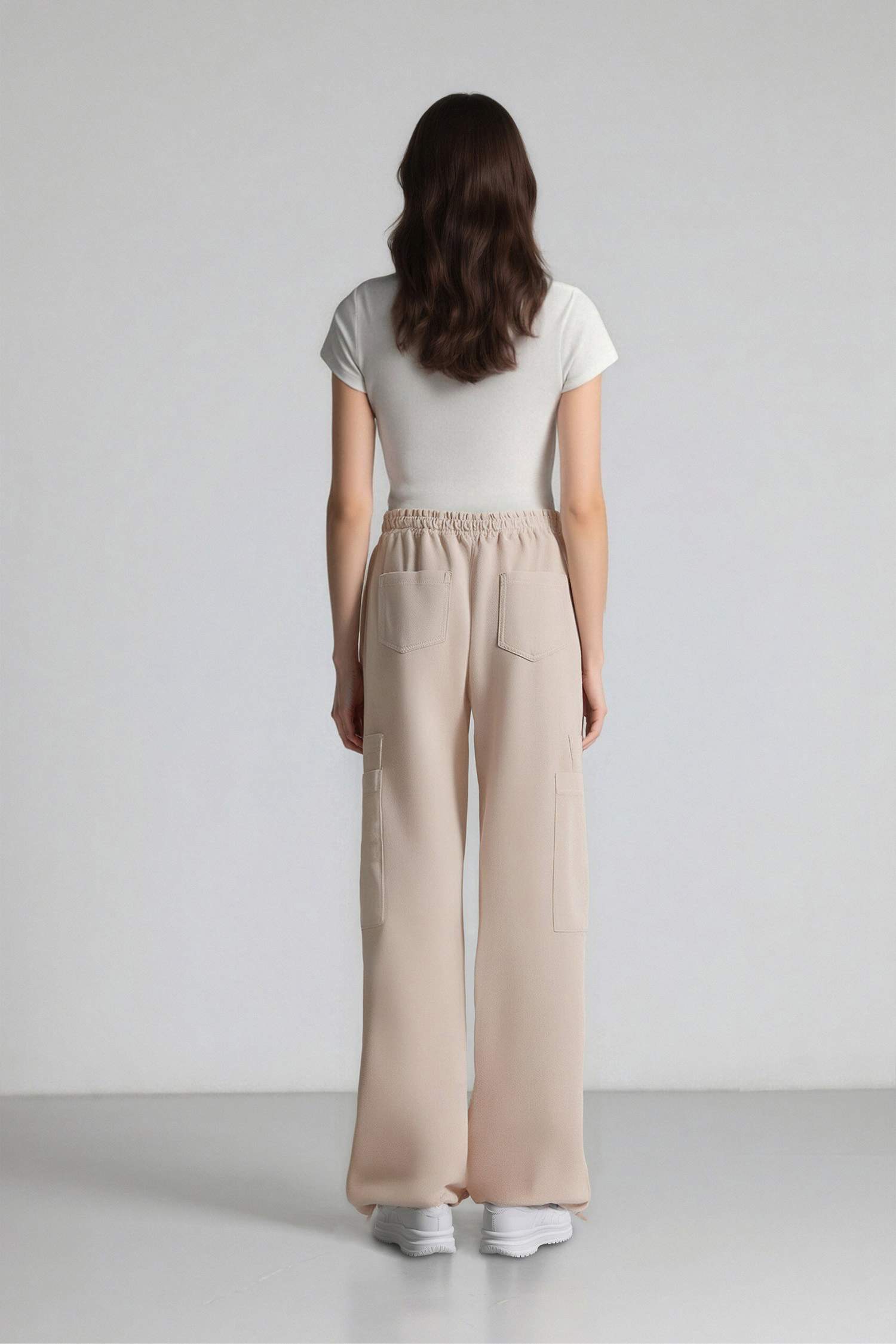 Wide Leg High Waist Linen Blend Cargo Pants