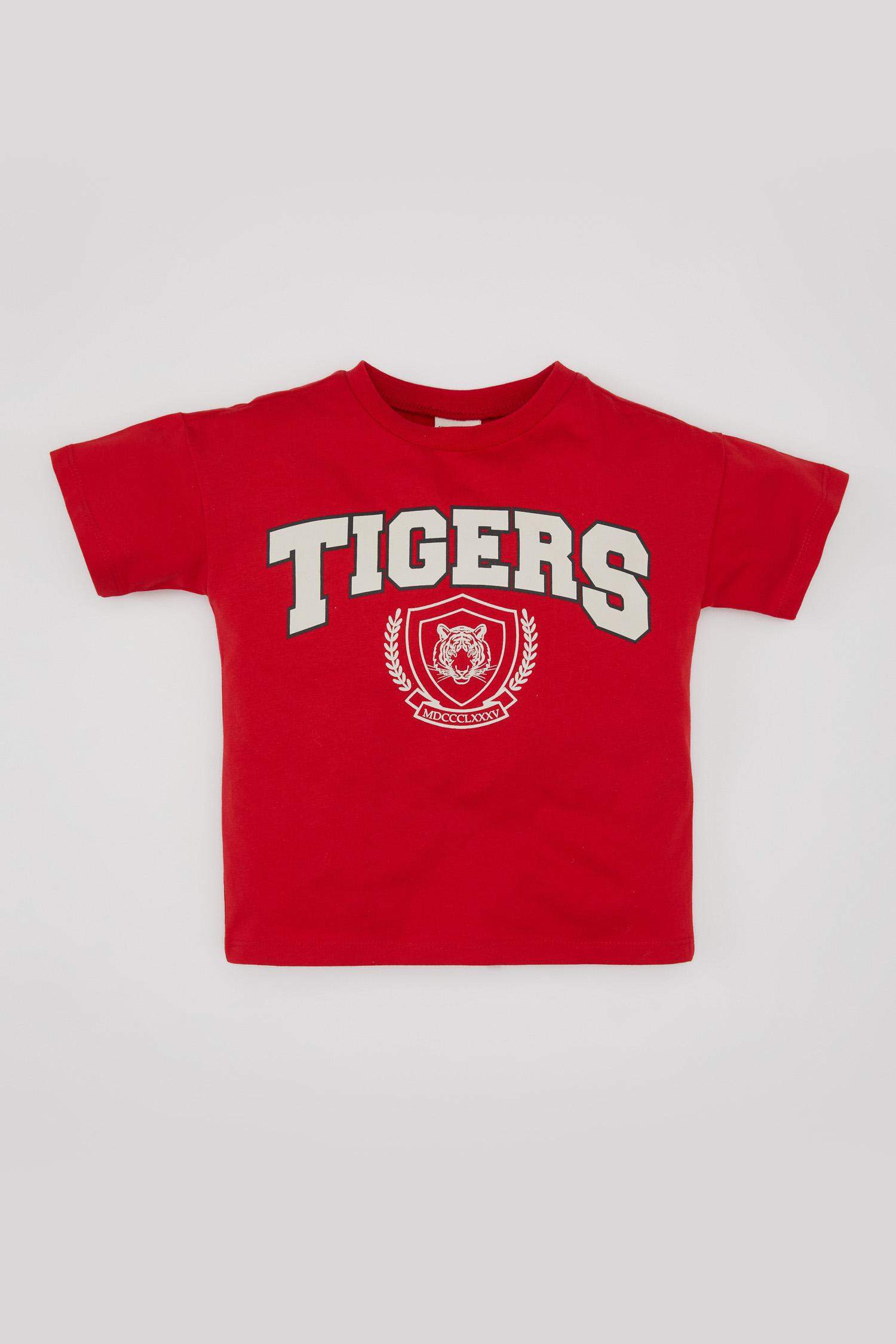 T-Shirt à Manches Courtes Col rond Imprimé à Motif Tigre pour Bébé Garçon