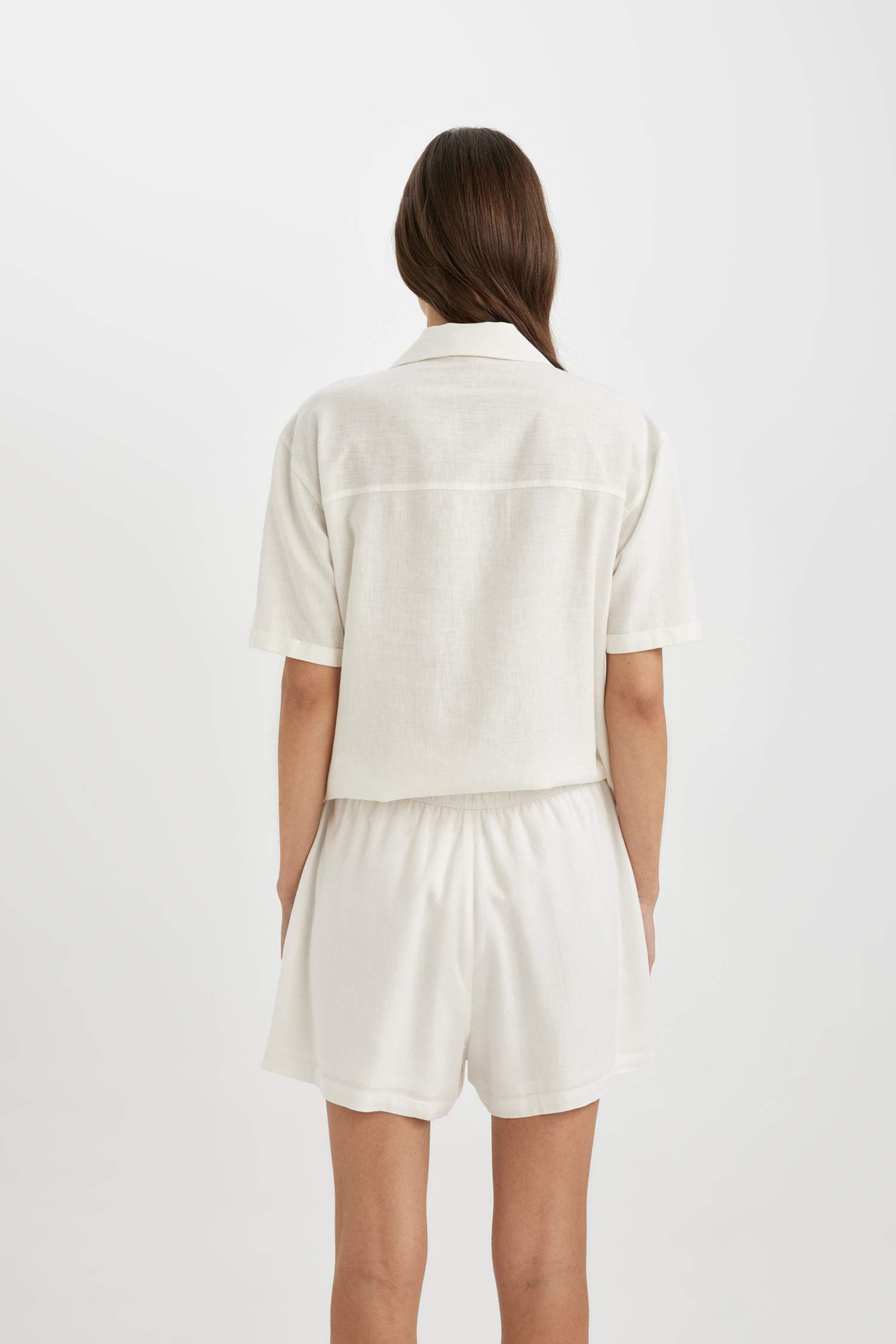Boxy Fit Linen Blend Short Sleeve Shirt