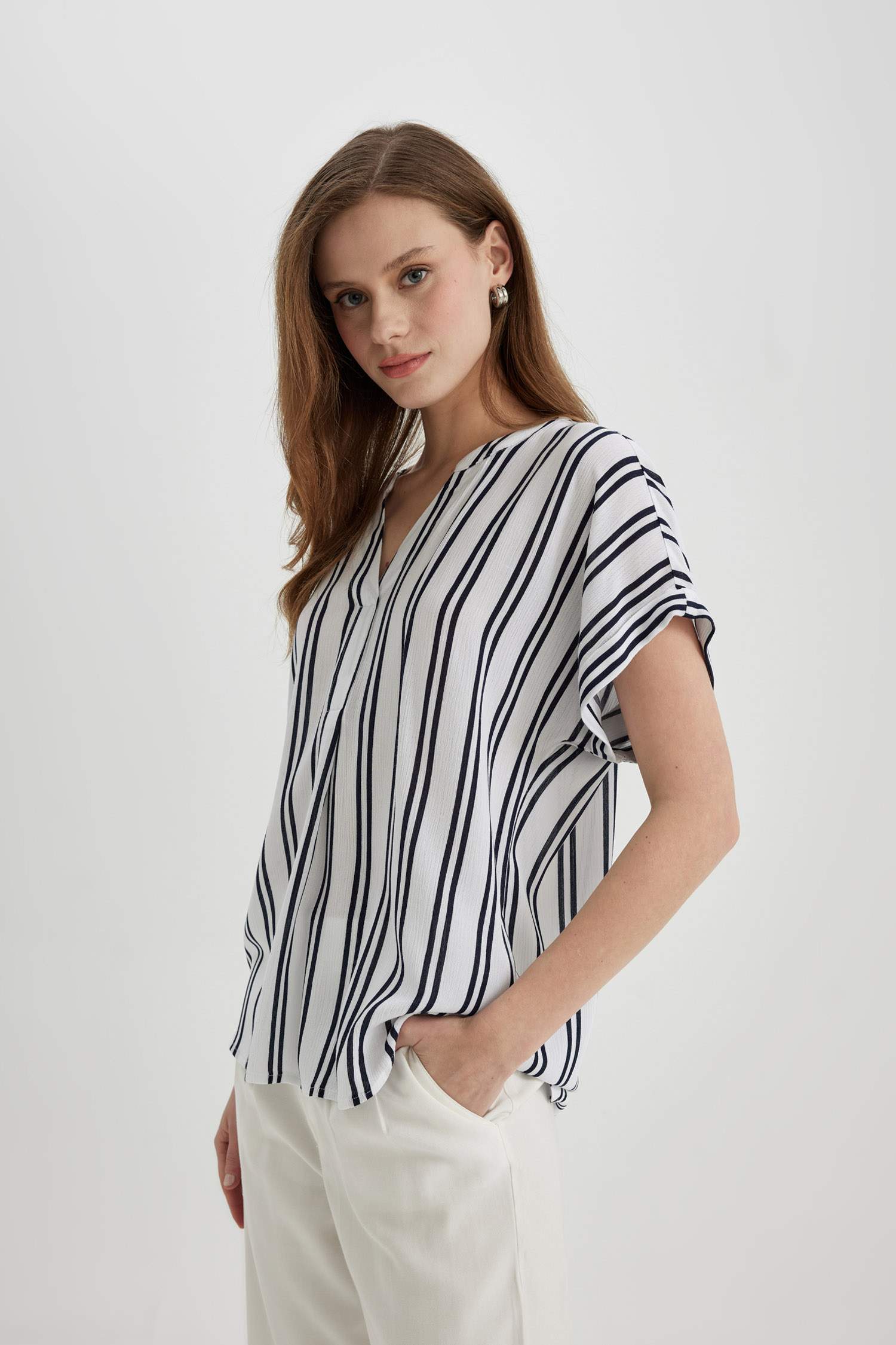 қалыпты пішім с мойын Қысқа жеңді Блуза