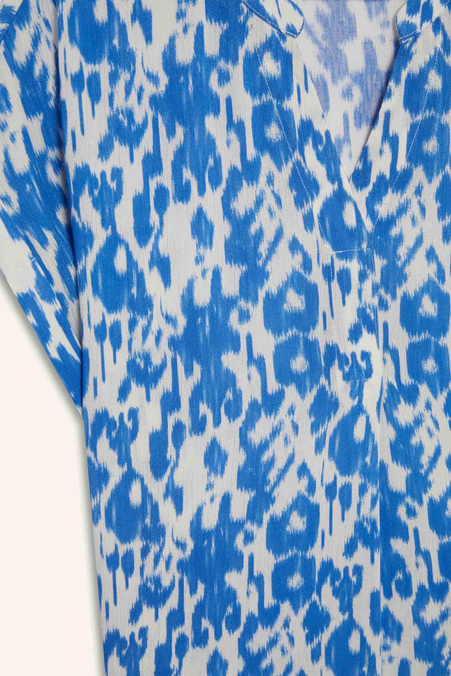 қалыпты пішім басып шығарылған с мойын Қысқа жеңді Блуза