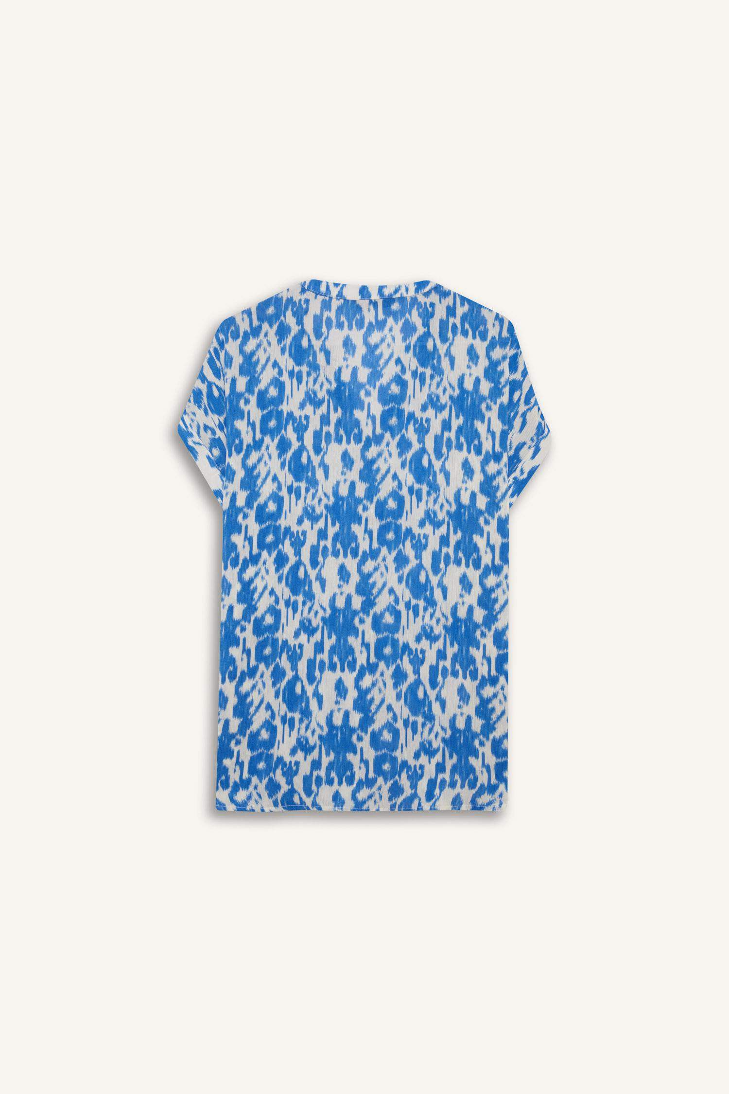 қалыпты пішім басып шығарылған с мойын Қысқа жеңді Блуза