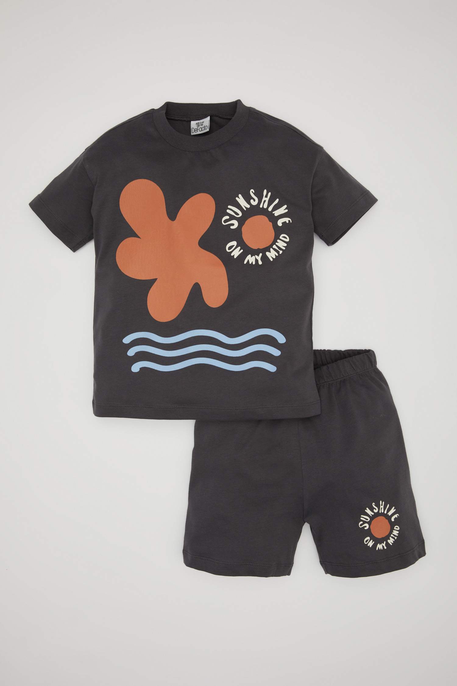 Erkek Bebek Baskılı Kısa Kollu Tişört Şort 2'li Takım