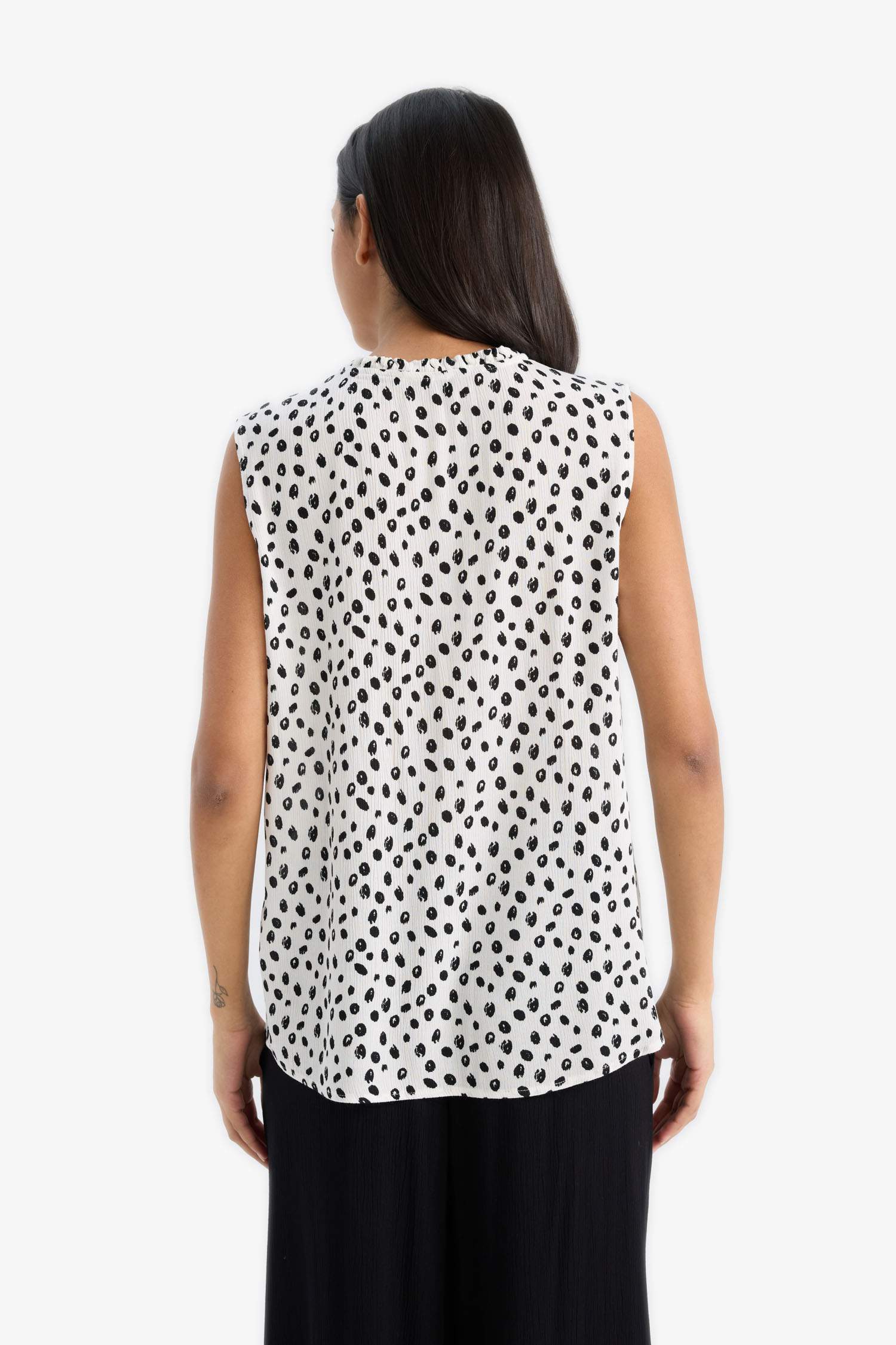 қалыпты пішім басып шығарылған жейде мойыны Жеңсіз Блуза