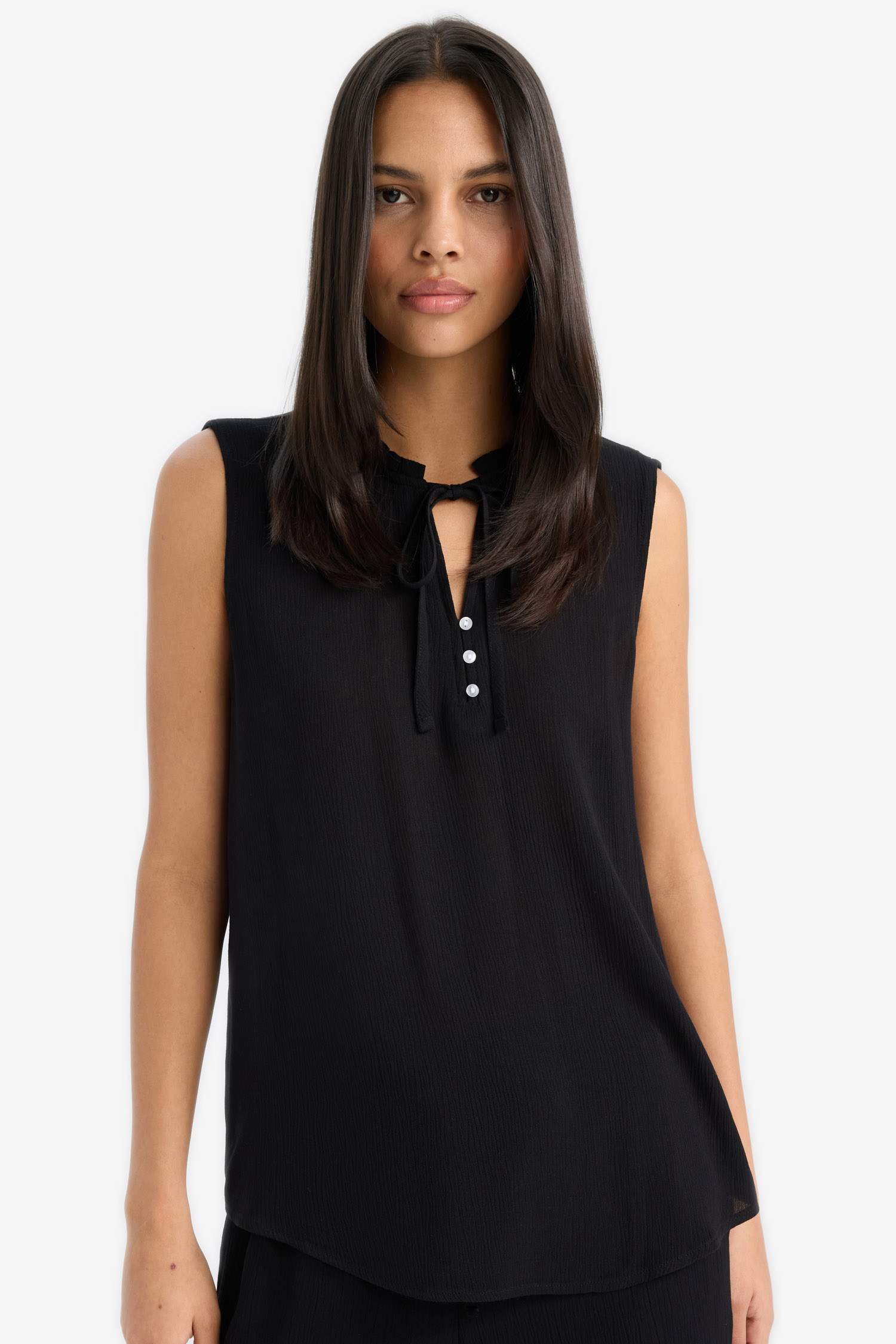 بلوزة كت قماش كرنكيل قصة عادية