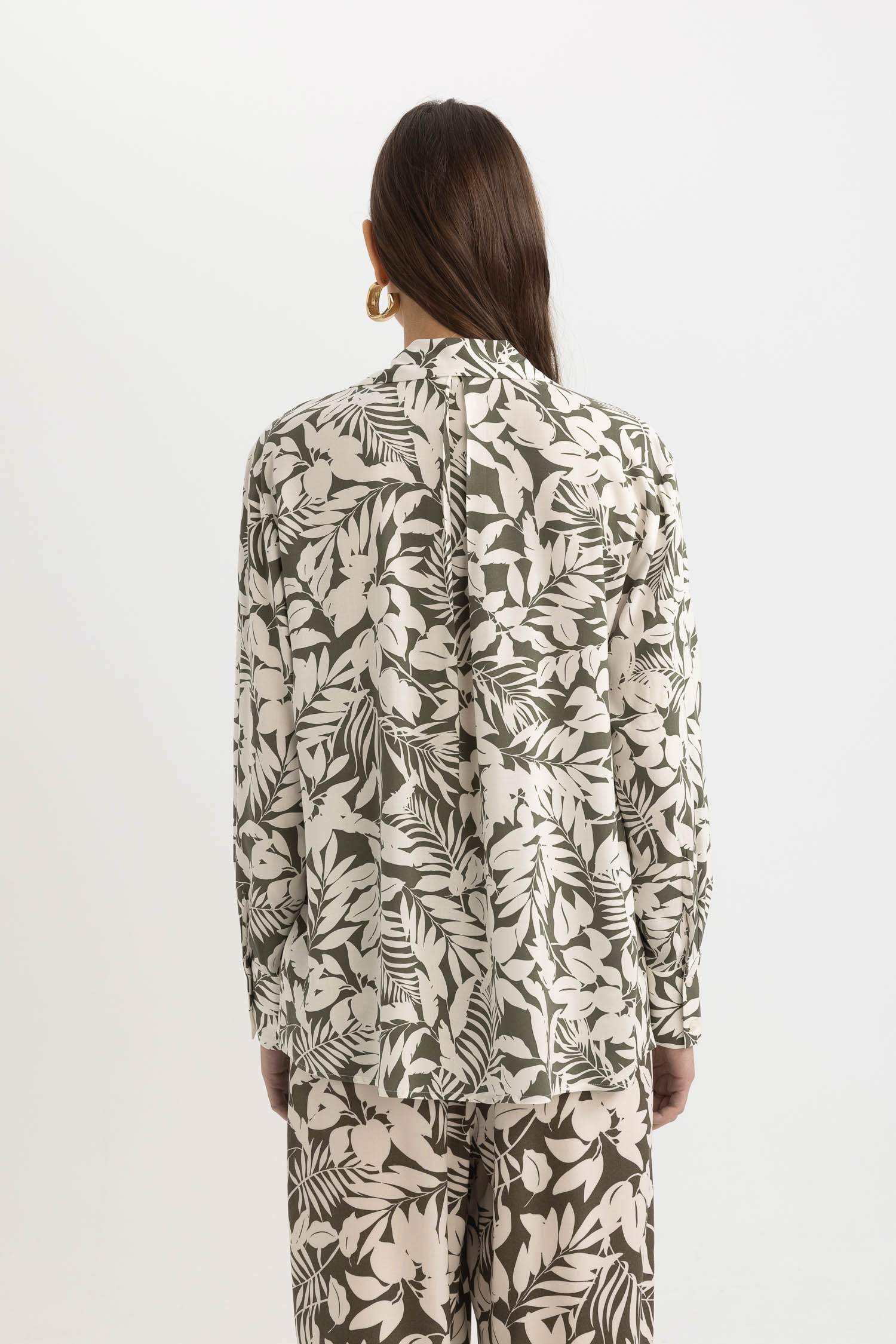 Tunique Oversize à Manches Longues Coupe Chemise Col Chemise