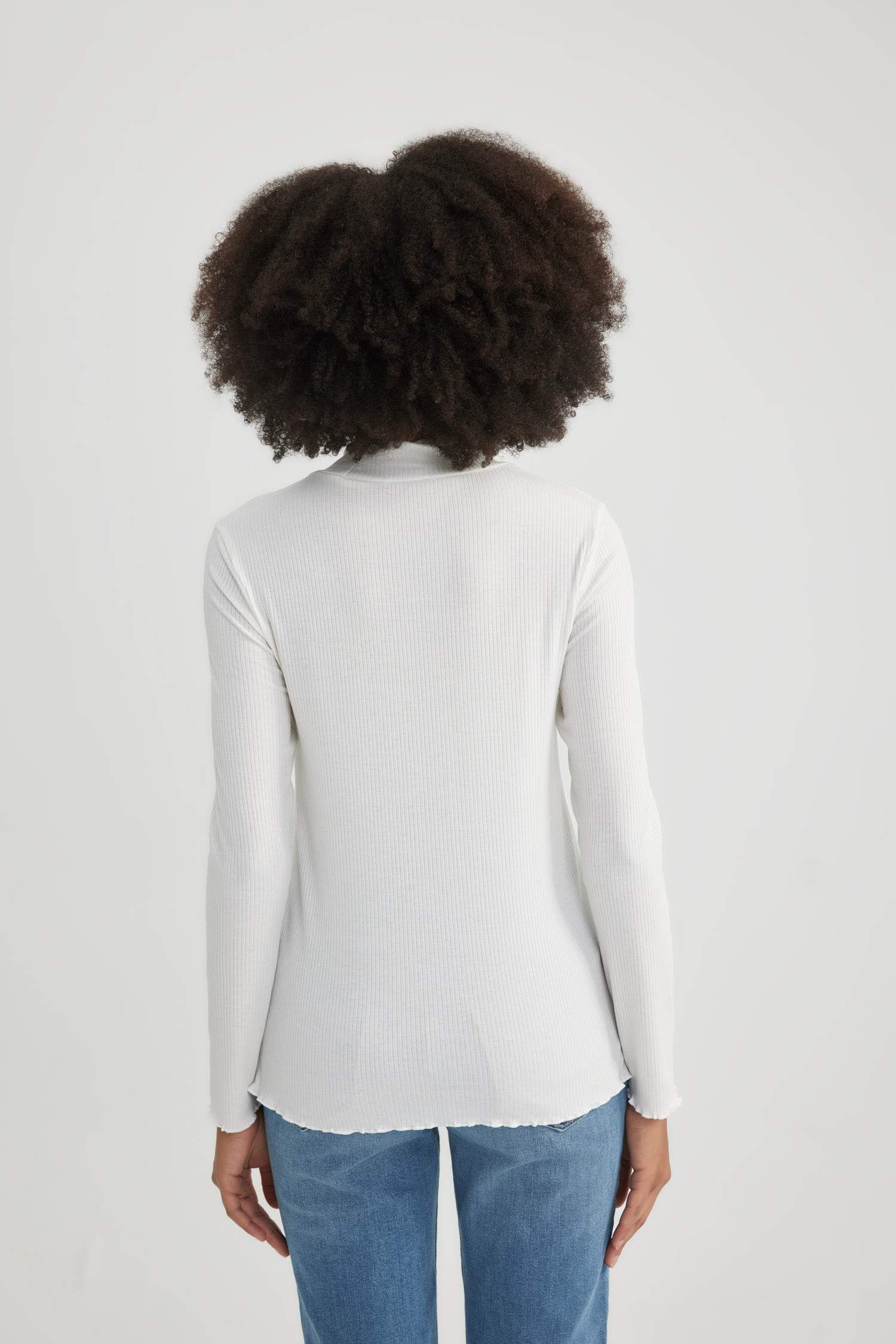 Regular Fit Basic Düz Ribana Uzun Kollu Hamile Üst