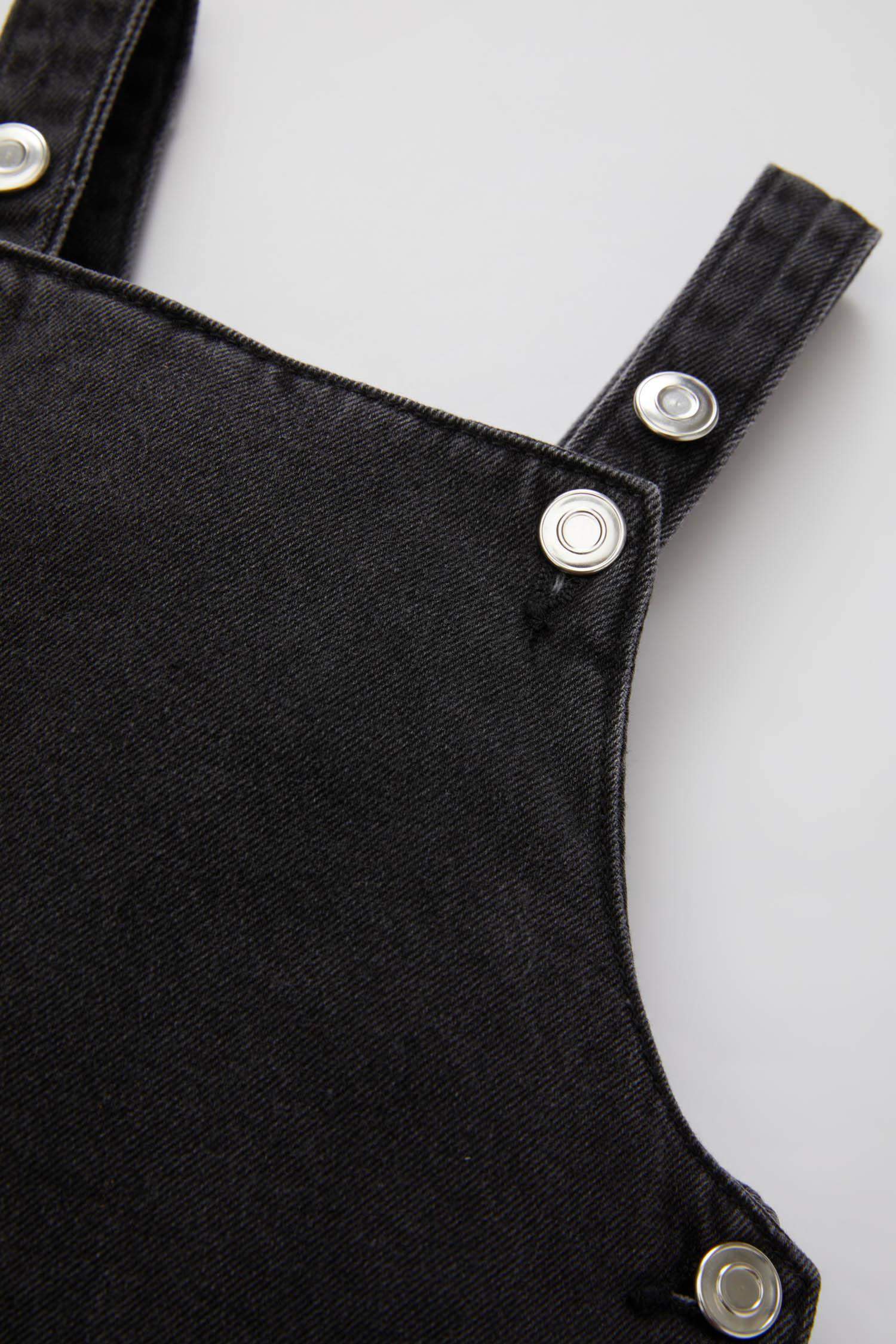 فستان جينز بناتي قصة عادية بحمالات