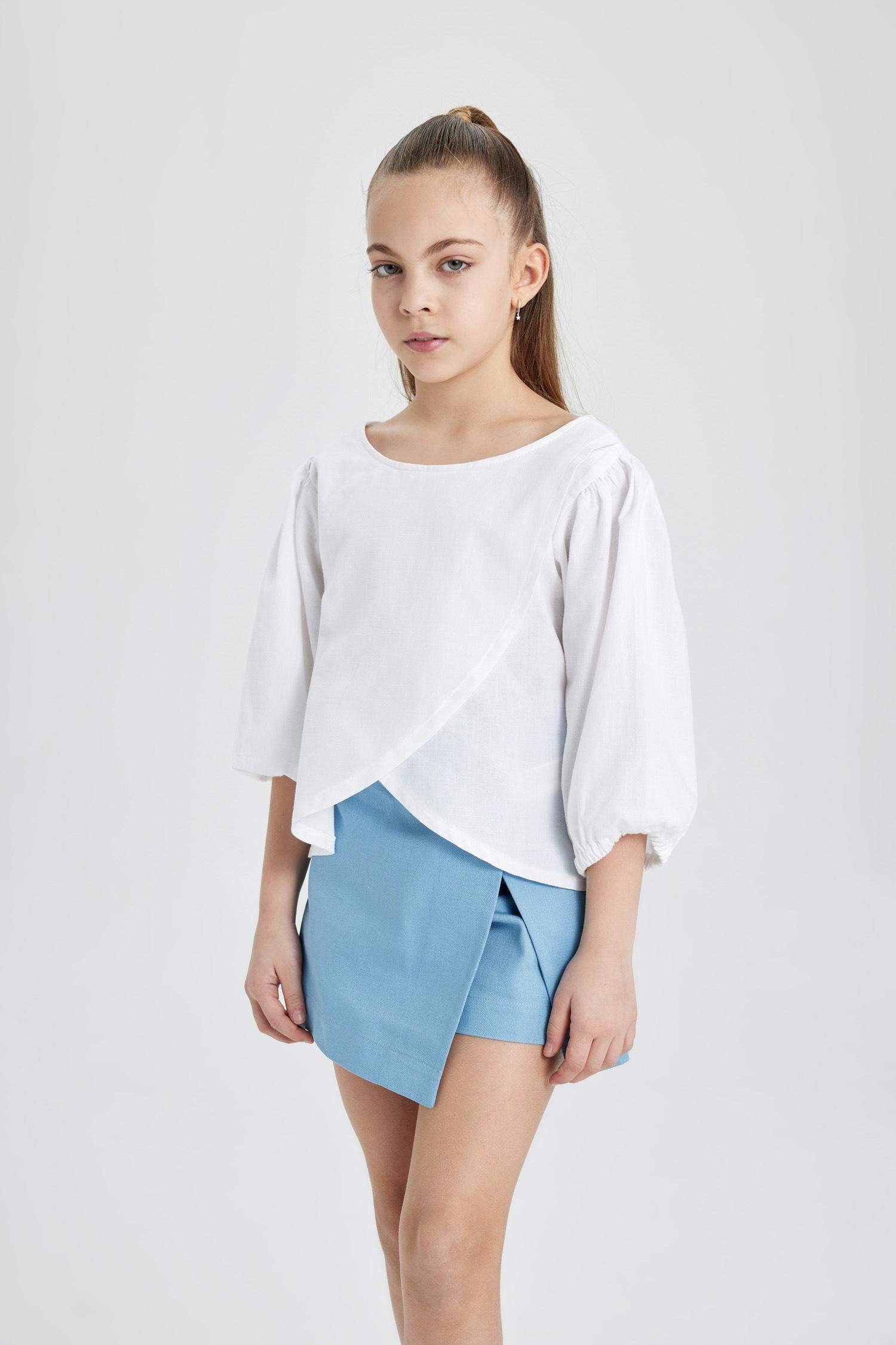 Kız Çocuk Yarım Kollu Bluz