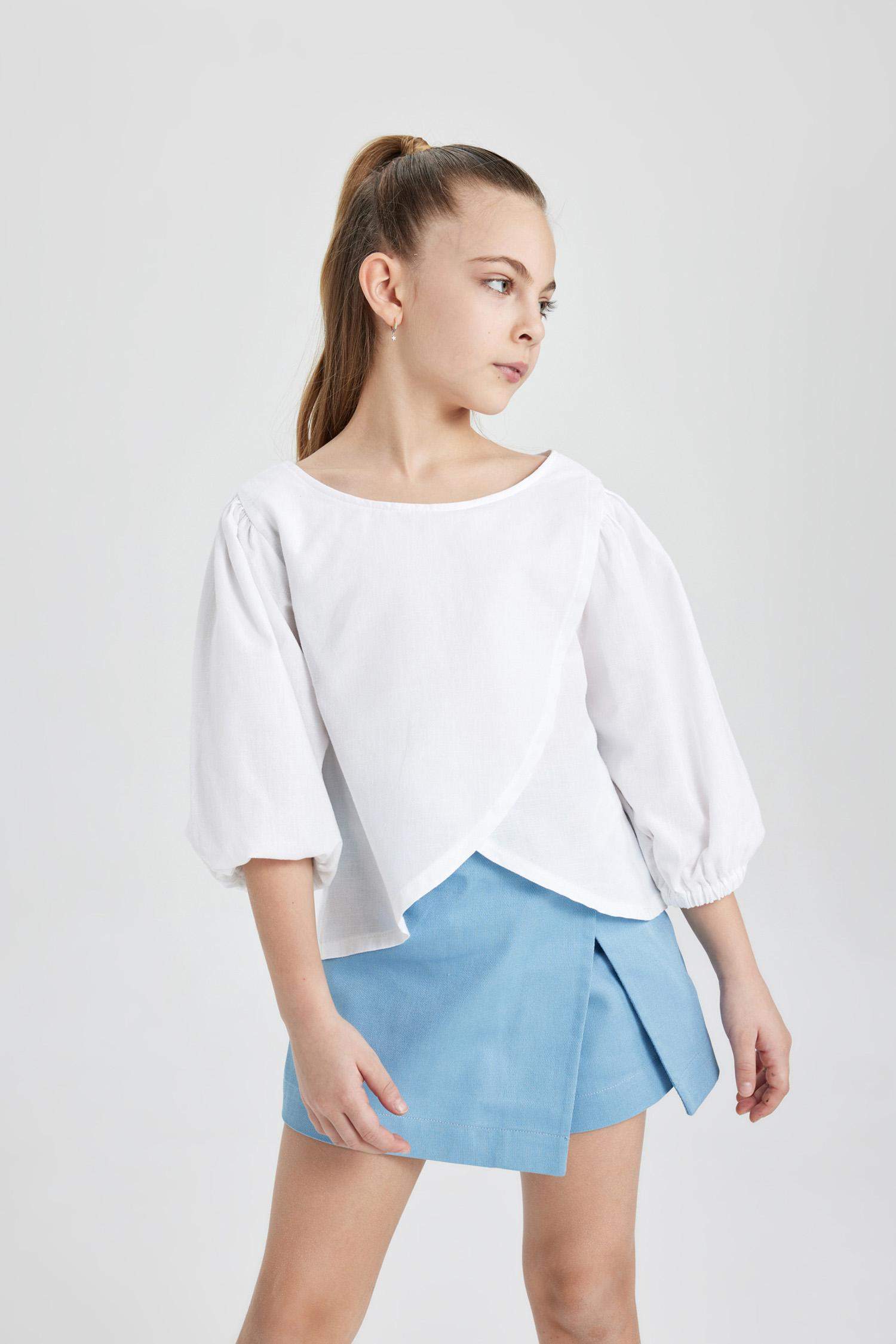 Kız Çocuk Yarım Kollu Bluz