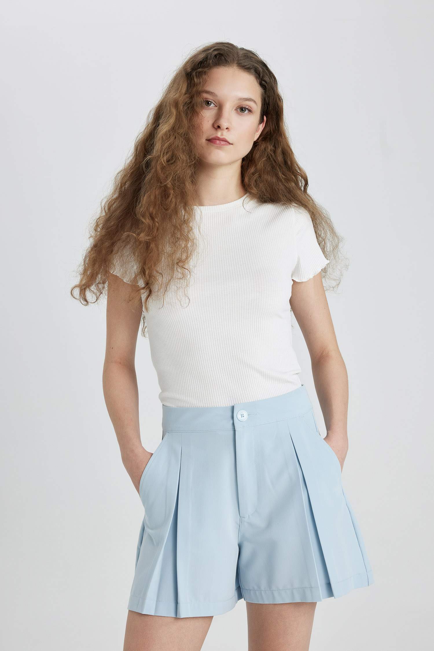 Regular Fit High Waist Shorts