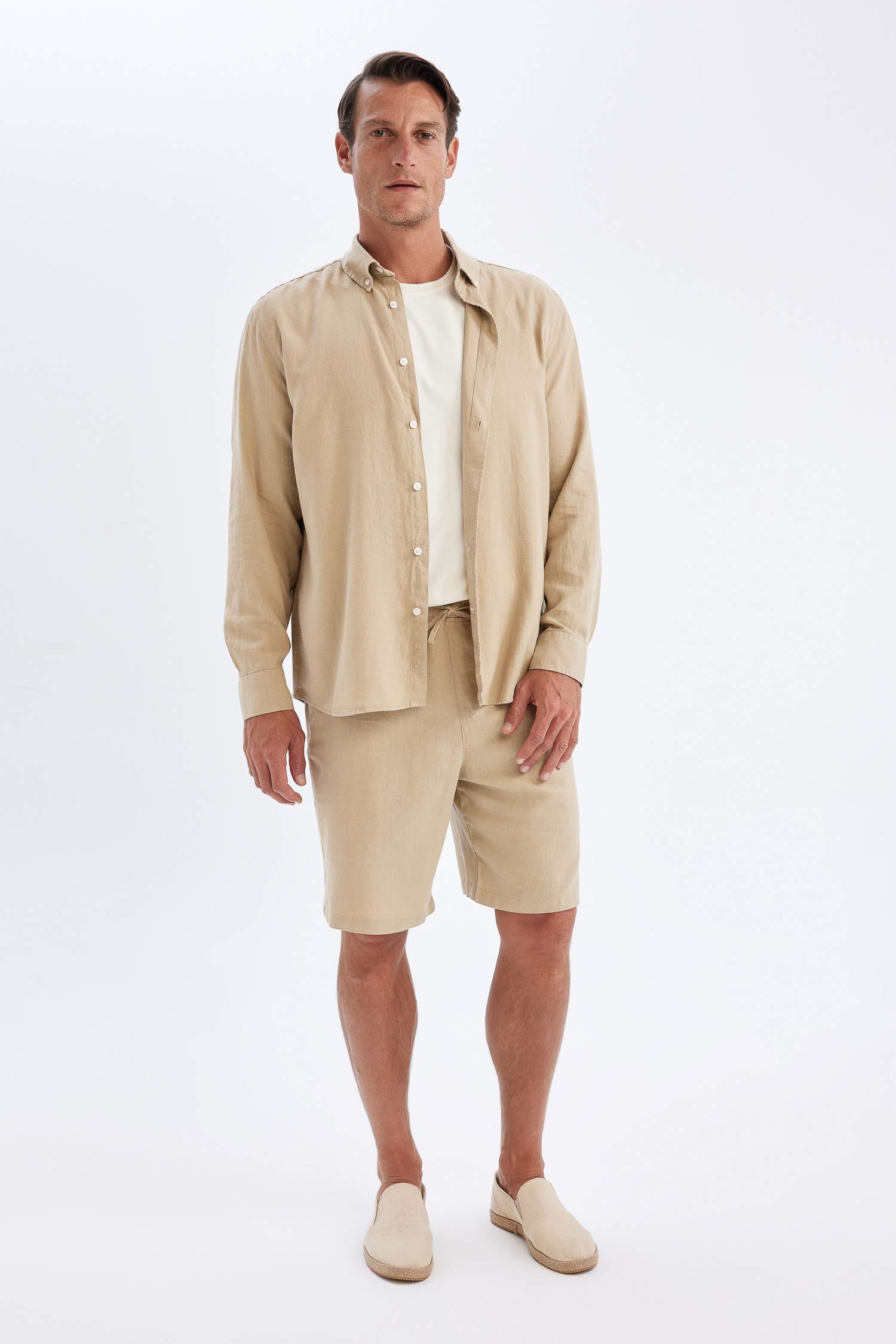 قميص بولو ردن طويل قطن قصة مريحة