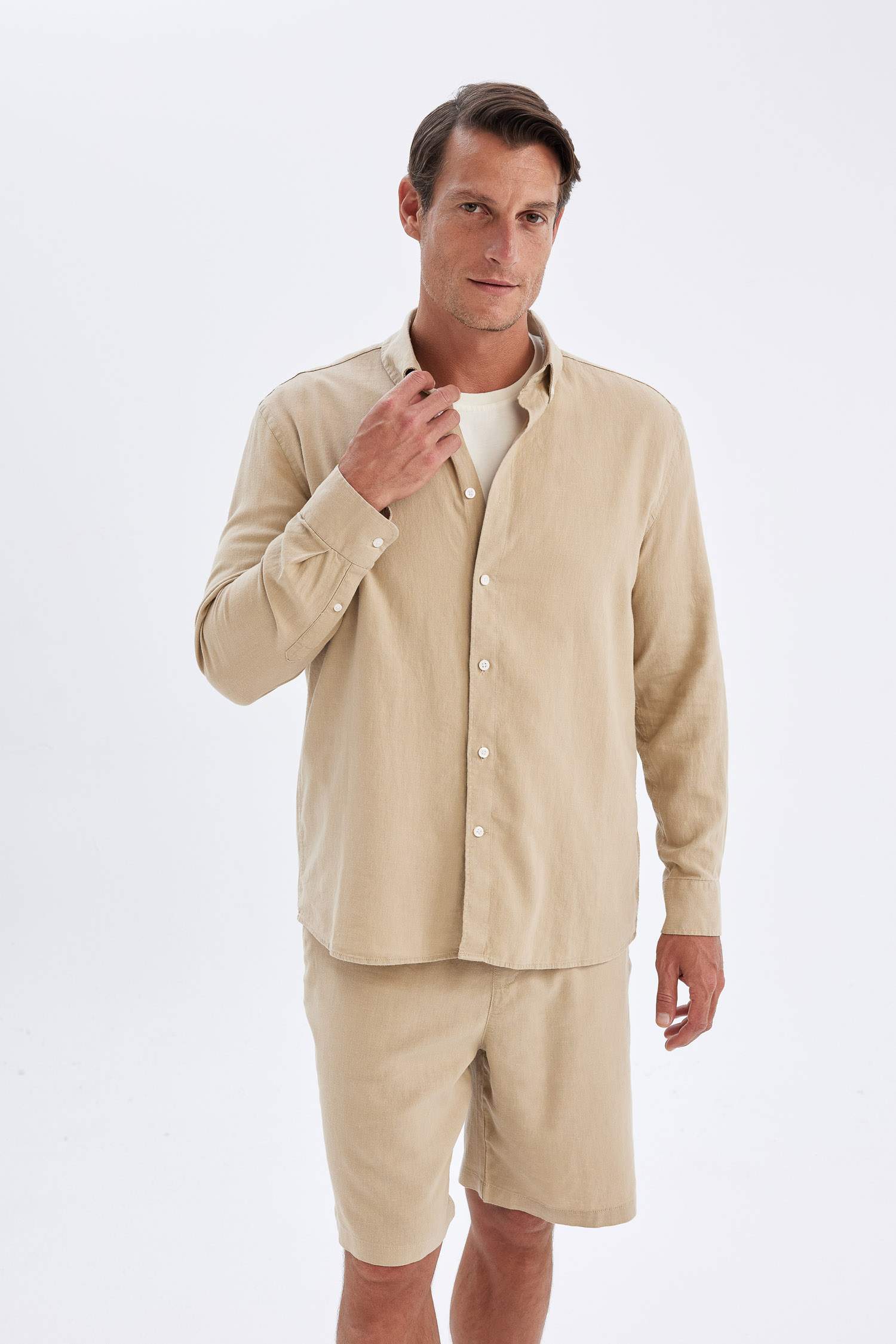 قميص بولو ردن طويل قطن قصة مريحة