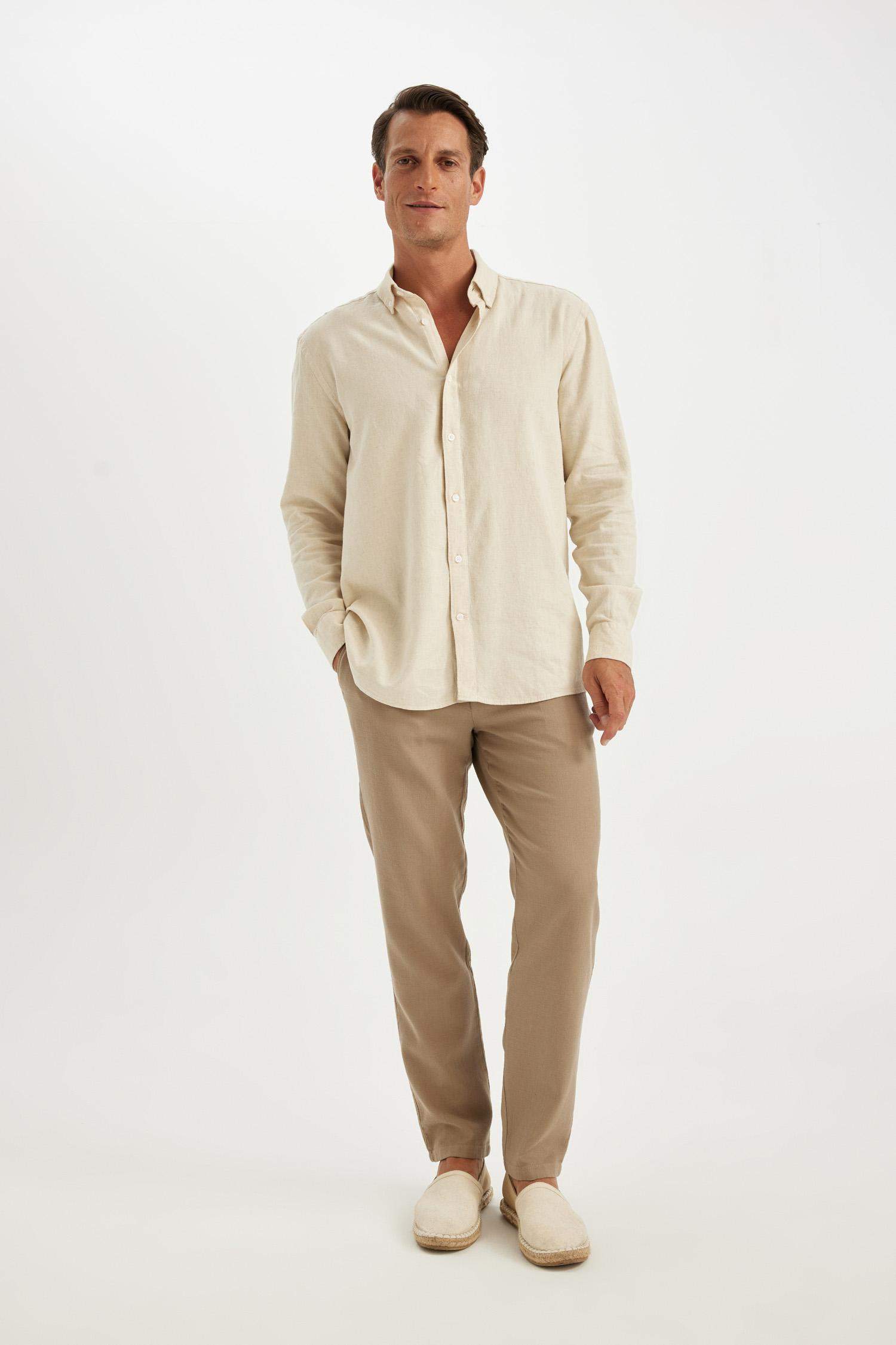 قميص بولو ردن طويل قطن قصة مريحة