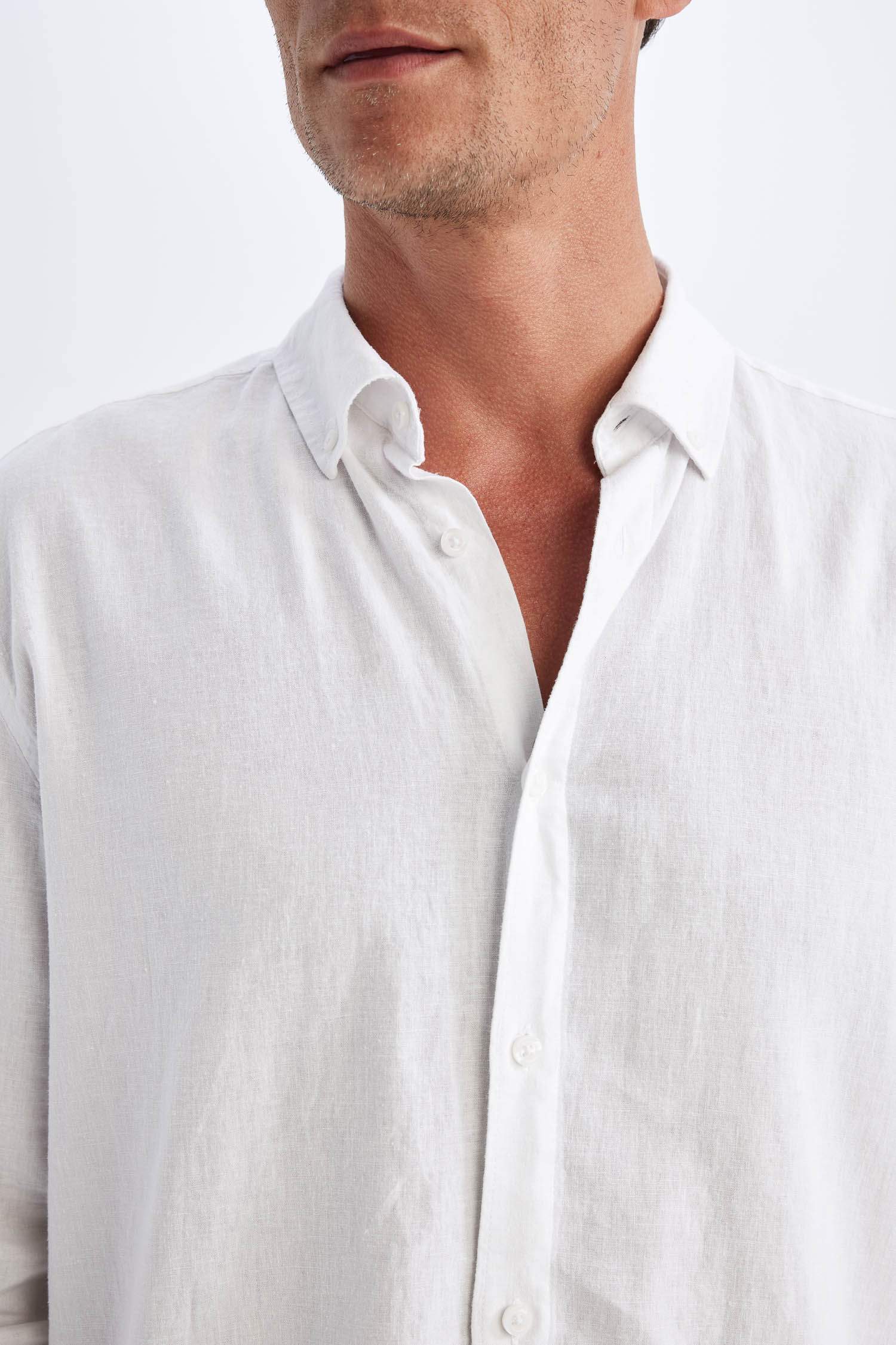 Relax Fit Polo Collar Cotton Long Sleeve Shirt