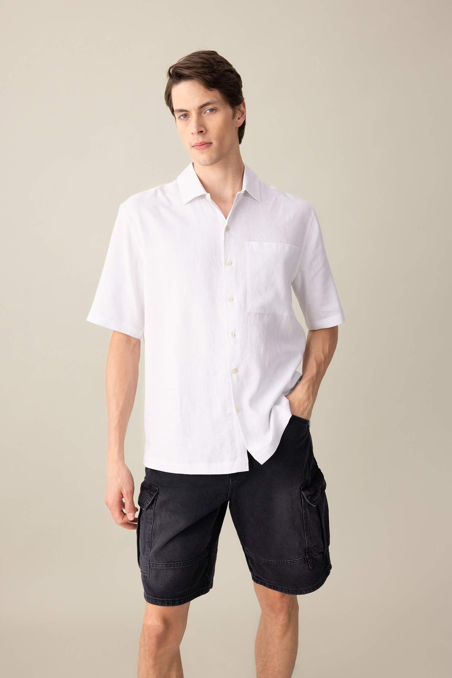 Relax Fit Polo Neck Short Sleeve Shirt