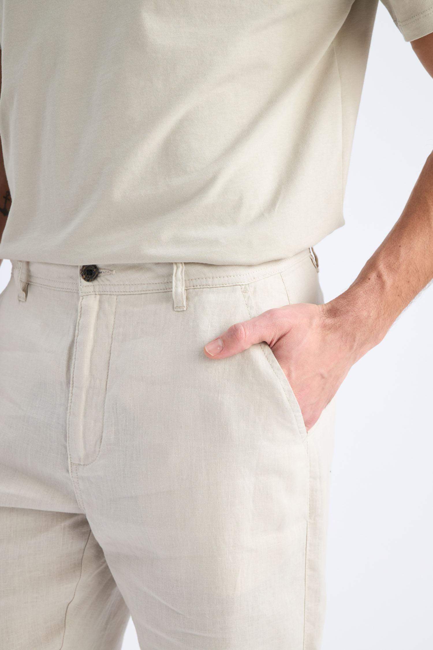 %100 Keten Relax Fit Rahat Kesim Düz Paça Yazlık Pantolon