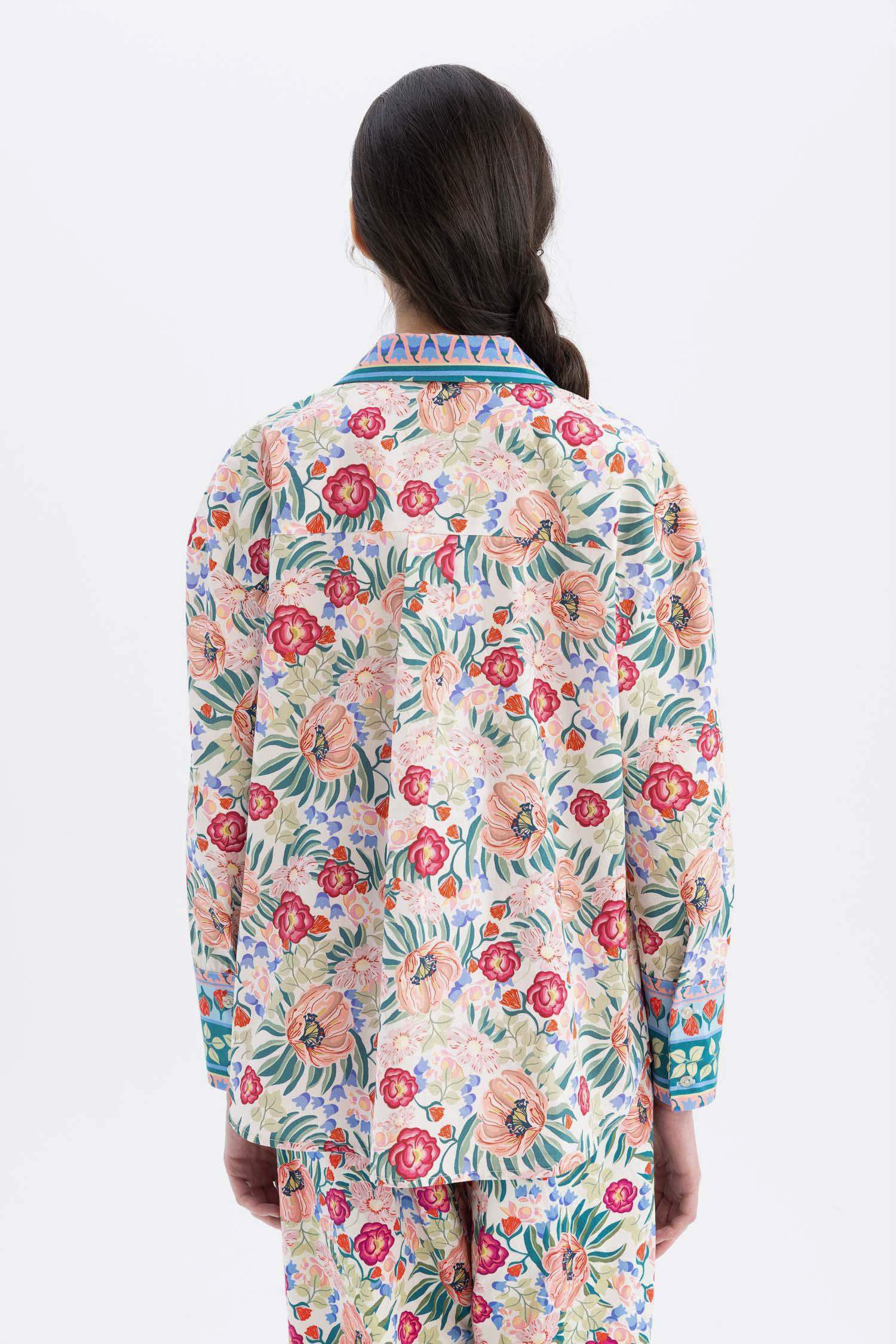 Lug Von Siga x DeFacto Desenli Poplin Uzun Kollu Gömlek