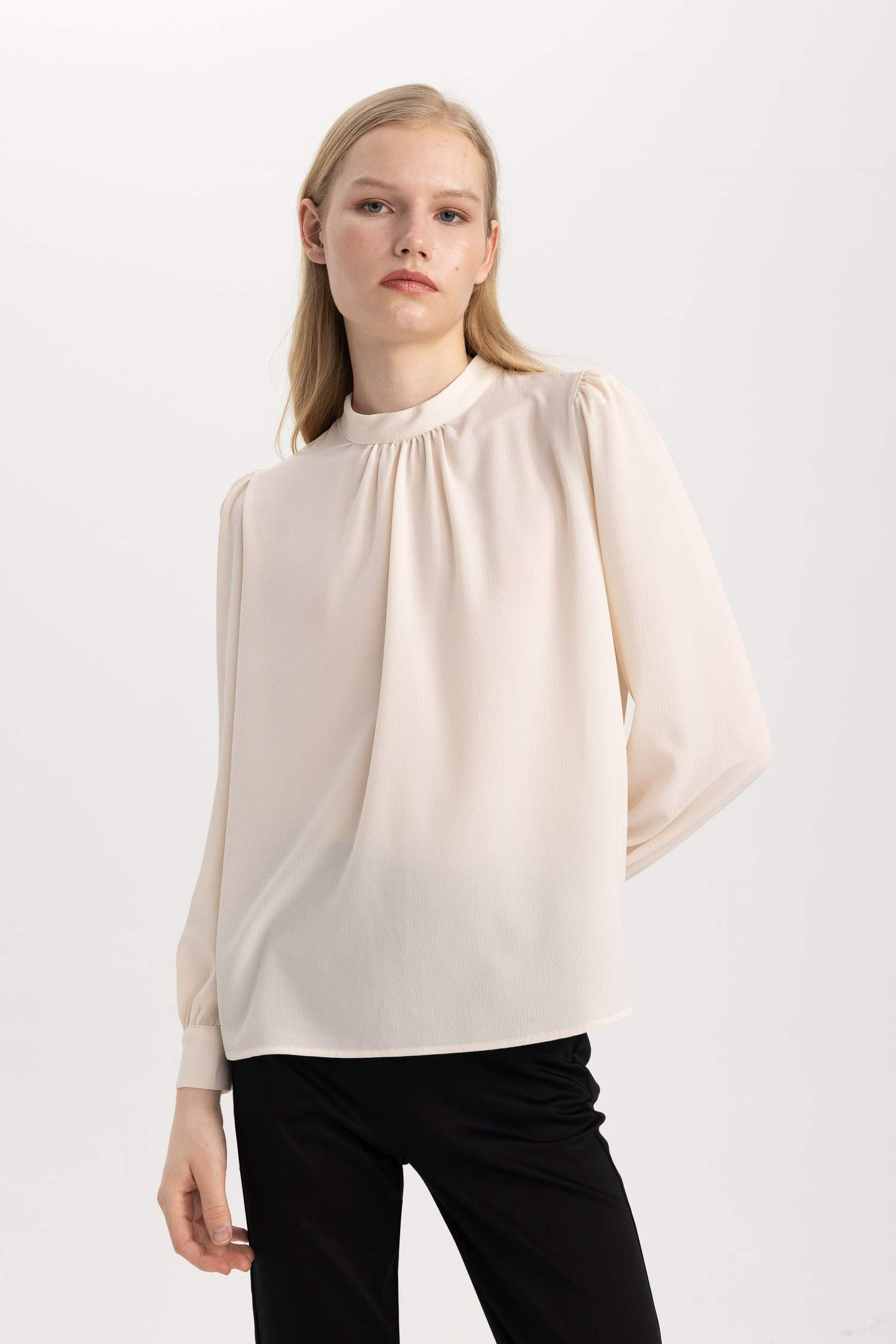 Regular Fit Half Turtleneck Long Sleeve Blouse