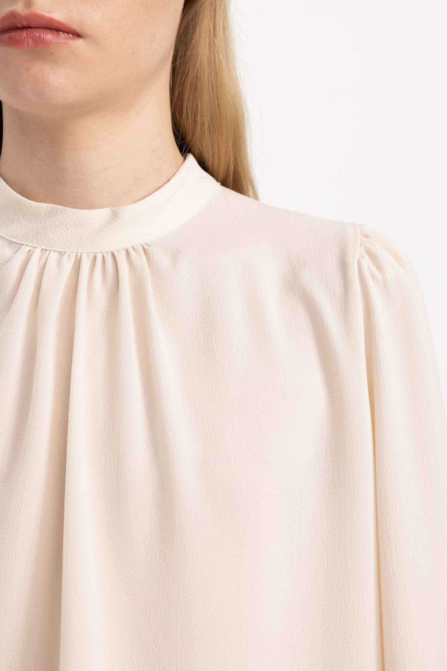 Regular Fit Half Turtleneck Long Sleeve Blouse