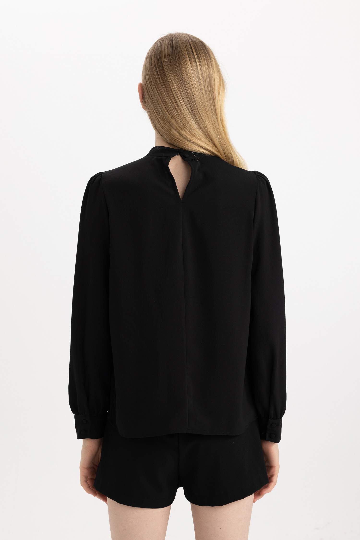 Regular Fit Yarım Balıkçı Yaka Bubble Uzun Kollu Bluz