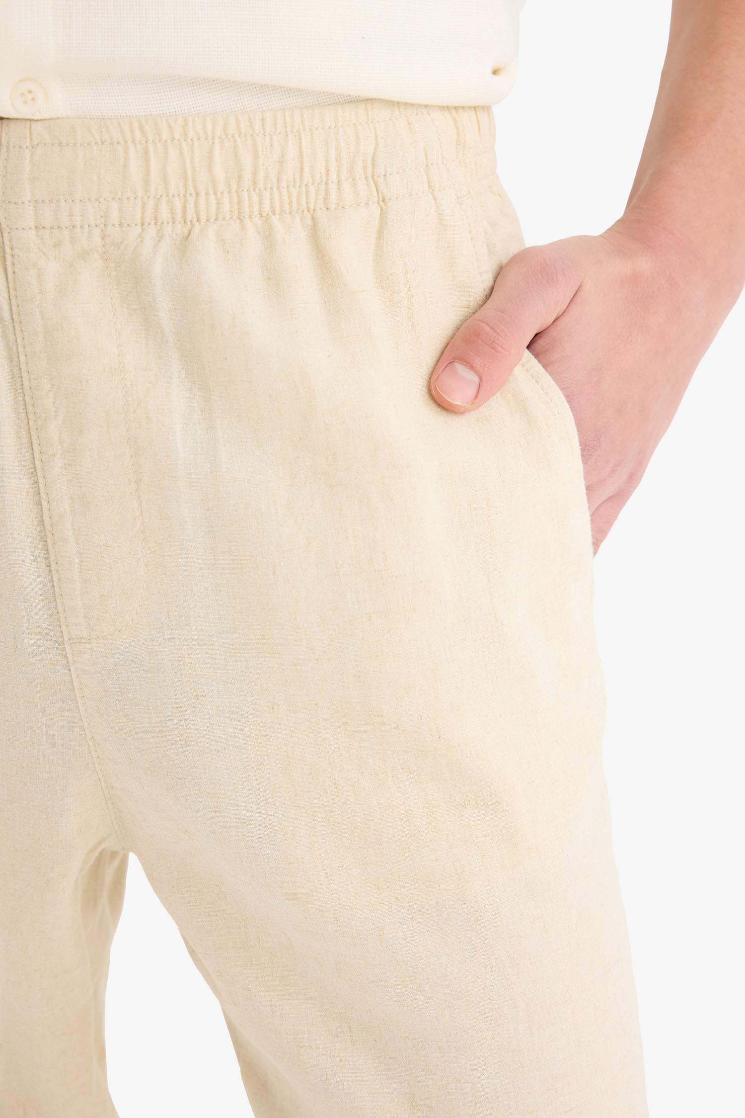 Relax Fit Rahat Kesim Dar Paça Keten Karışımlı Yazlık Pantolon