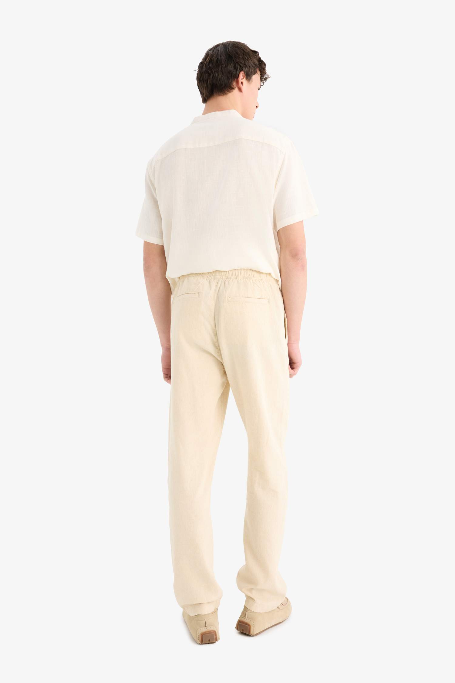 Relax Fit Rahat Kesim Dar Paça Keten Karışımlı Yazlık Pantolon