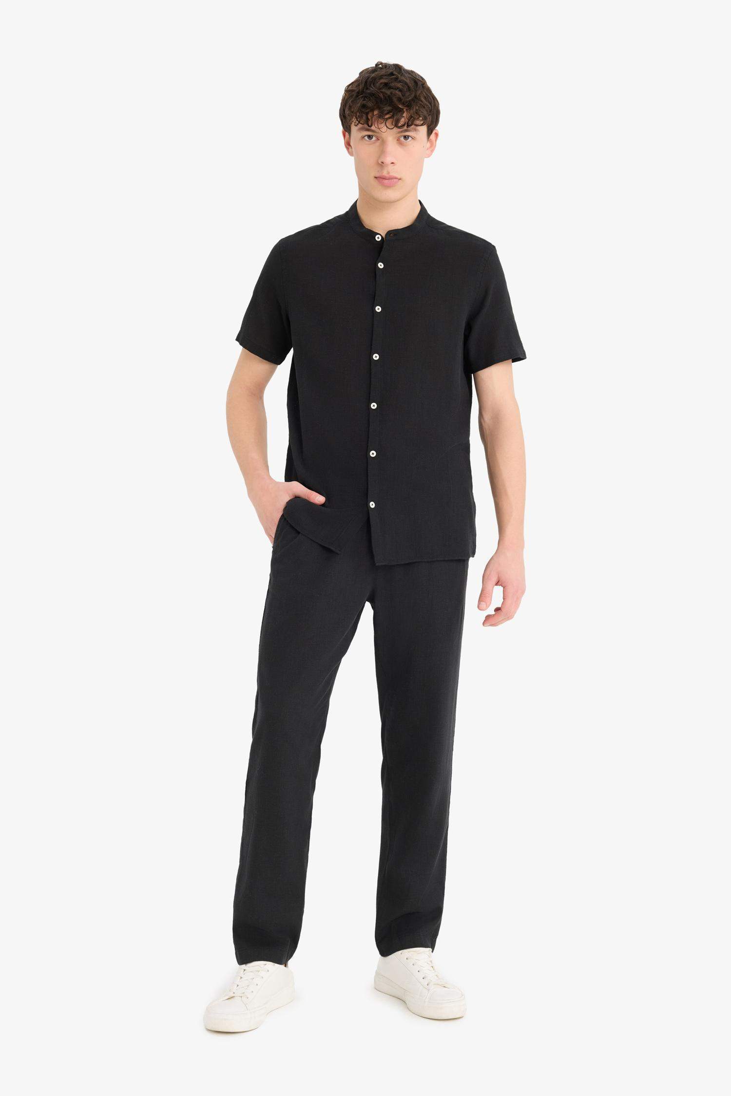 Relax Fit Rahat Kesim Dar Paça Keten Karışımlı Yazlık Pantolon