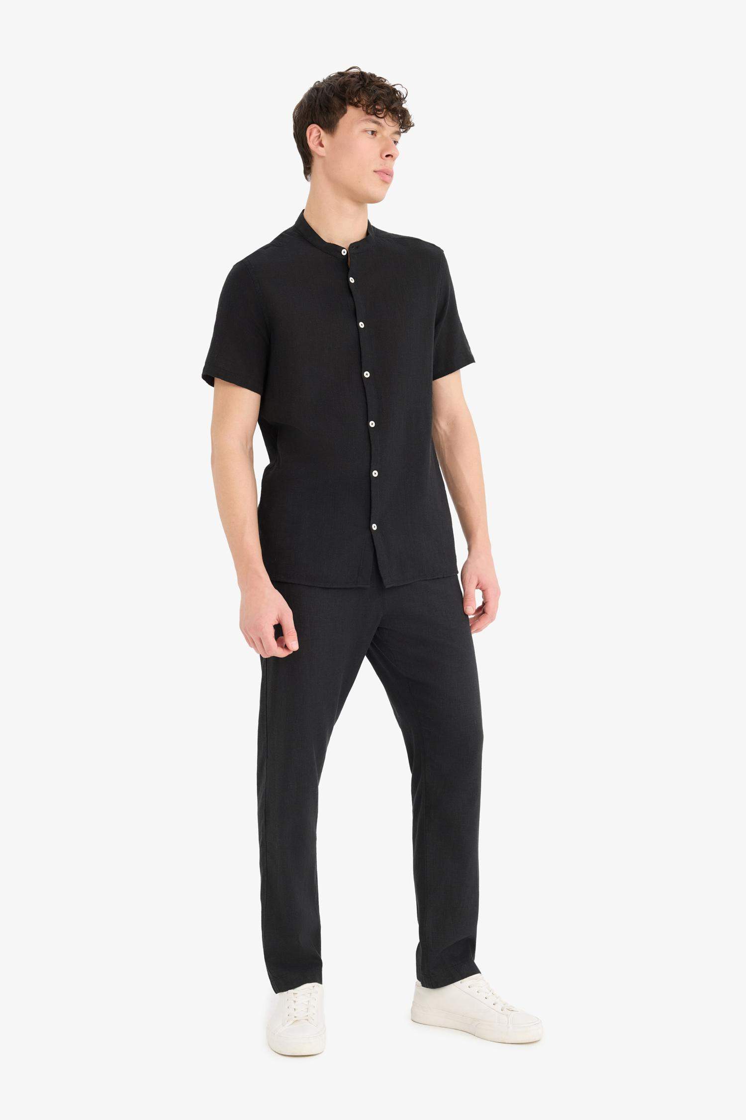 Relax Fit Rahat Kesim Dar Paça Keten Karışımlı Yazlık Pantolon