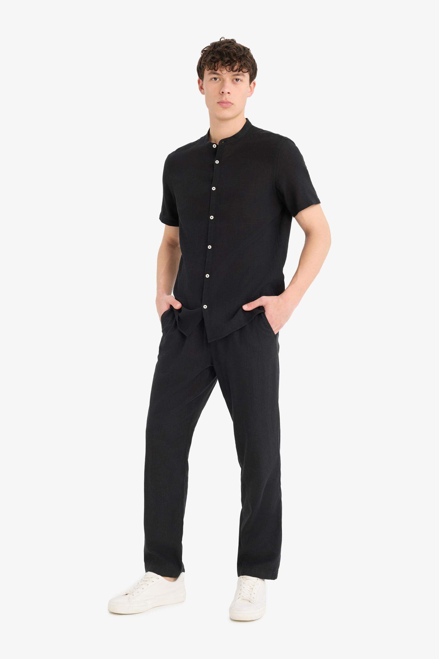 Relax Fit Rahat Kesim Dar Paça Keten Karışımlı Yazlık Pantolon