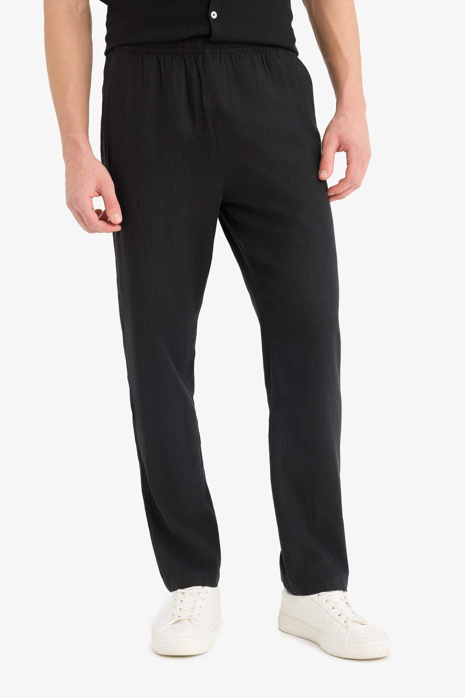 Relax Fit Rahat Kesim Dar Paça Keten Karışımlı Yazlık Pantolon