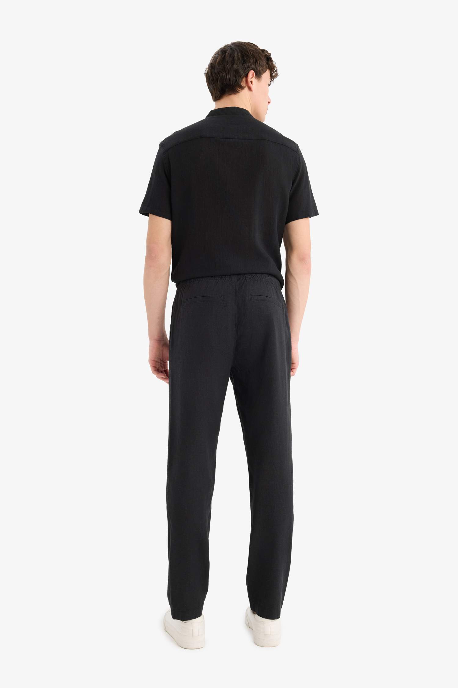 Relax Fit Rahat Kesim Dar Paça Keten Karışımlı Yazlık Pantolon