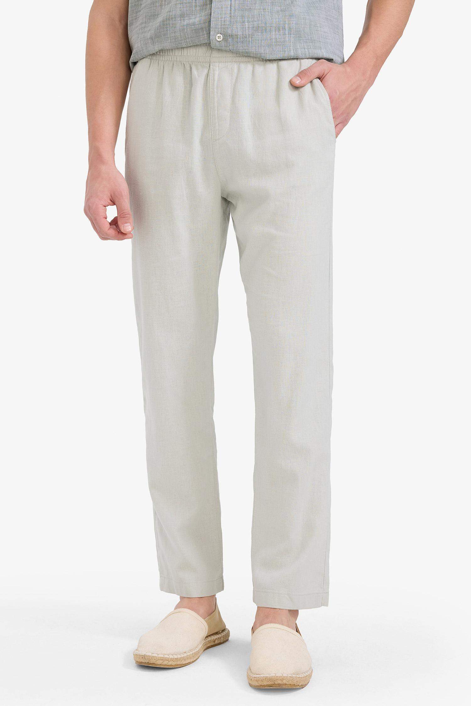 Relax Fit Rahat Kesim Dar Paça Keten Karışımlı Yazlık Pantolon