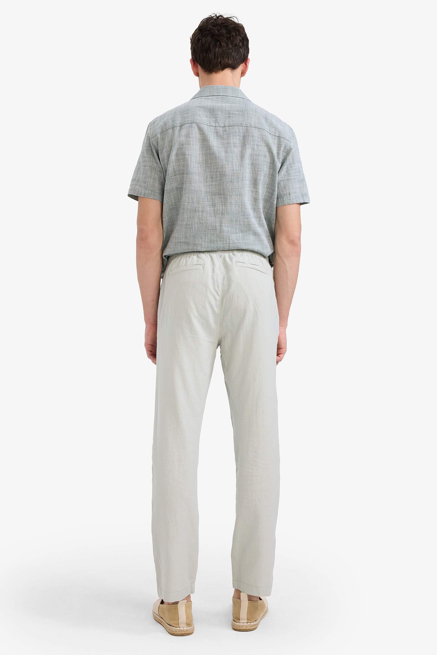 Relax Fit Rahat Kesim Dar Paça Keten Karışımlı Yazlık Pantolon